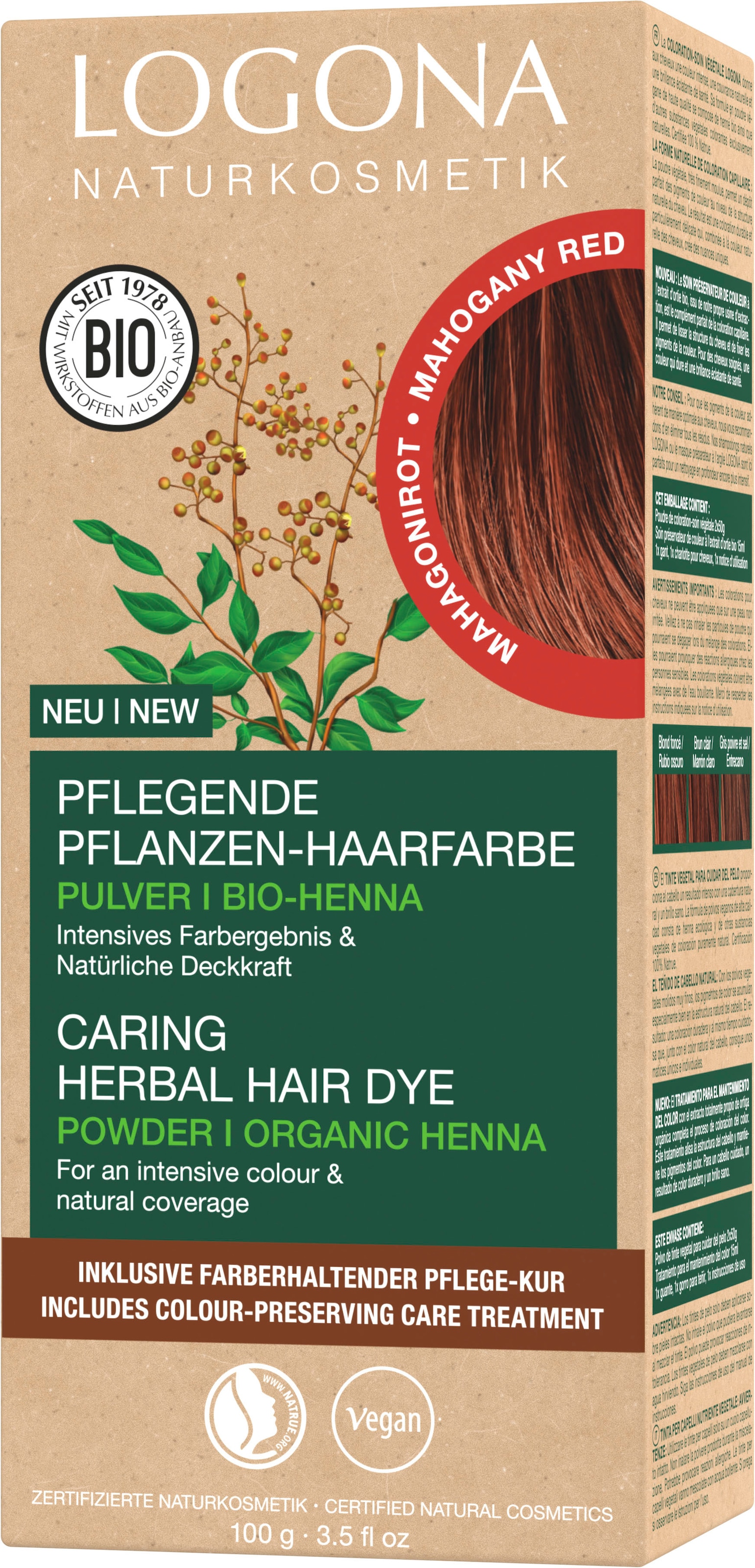 LOGONA Haarfarbe »Pflanzen-Haarfarbe Pulver«, mit pflegender Formel