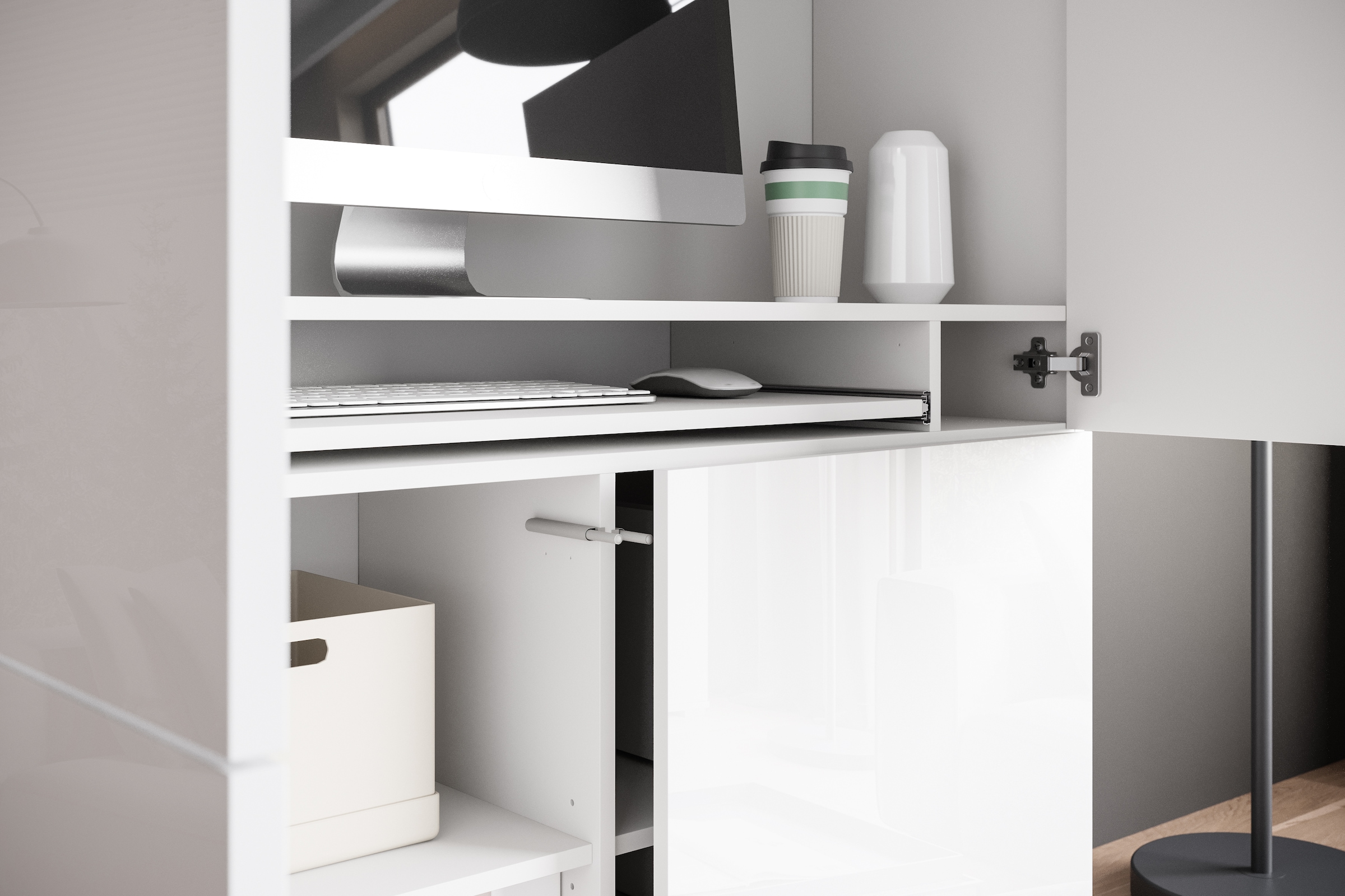 INOSIGN PC-Schrank »Kenia, Sekretär, Home Office«, (1 St.), Mit Push-to-open, Tastaturauszug und praktischem Stauraum