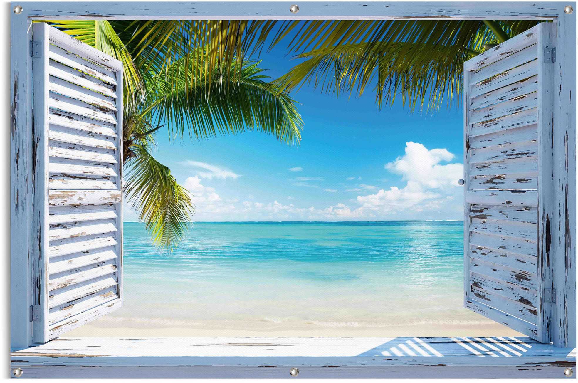 Reinders! Poster »Strandfenster«, im für Shop den leichtes und Gartenposter Online Außeneinsatz OTTO wasserfestes