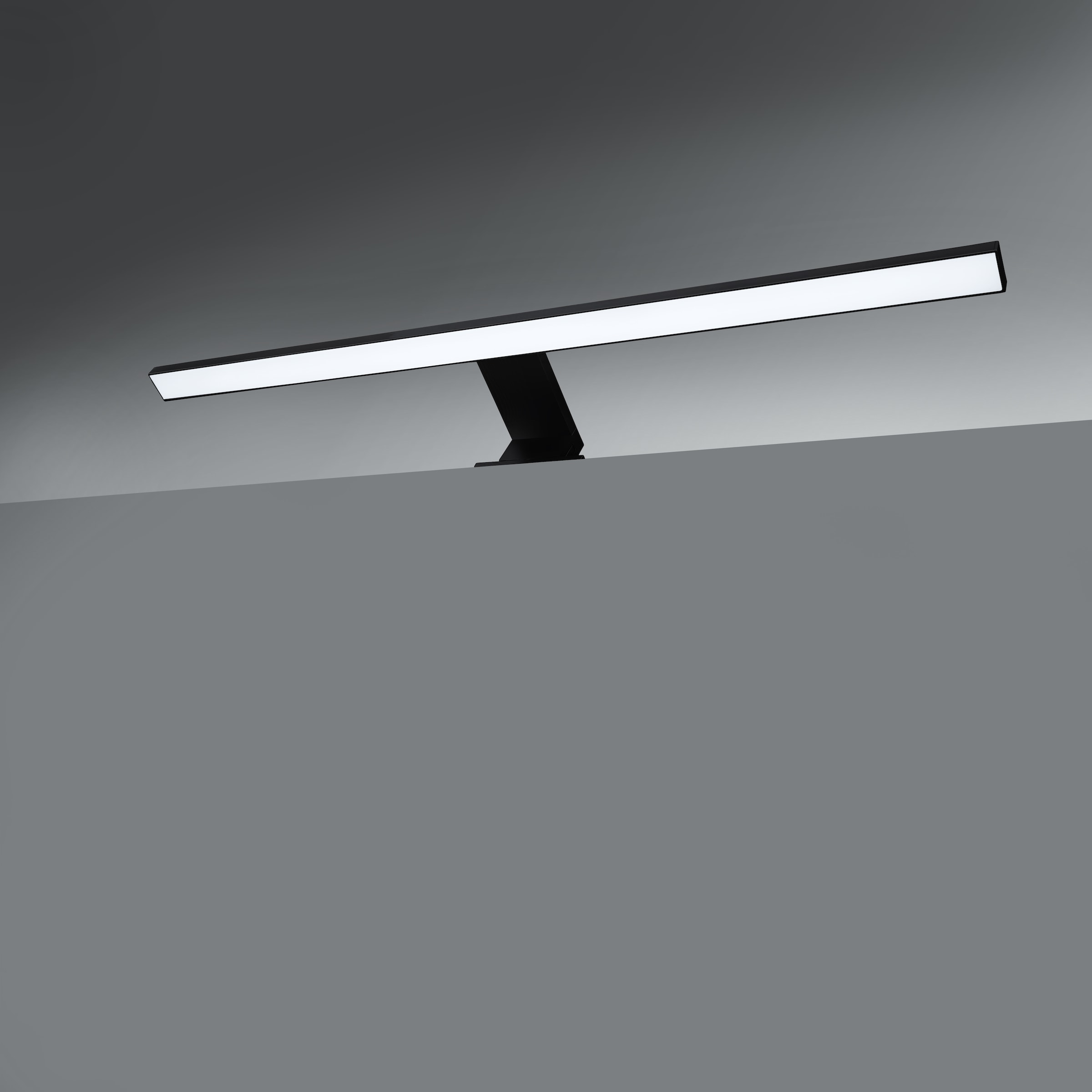 B.K.Licht Spiegelleuchte , Metall-Kunststoff, schwarz, Inkl. LED Platine, 8 Watt, 780 Lumen, 4.000 Kelvin, neutralweißes Licht, nicht dimmbar, inkl. Aufbau- und Spiegelklemme, IP44, 60cm lang
