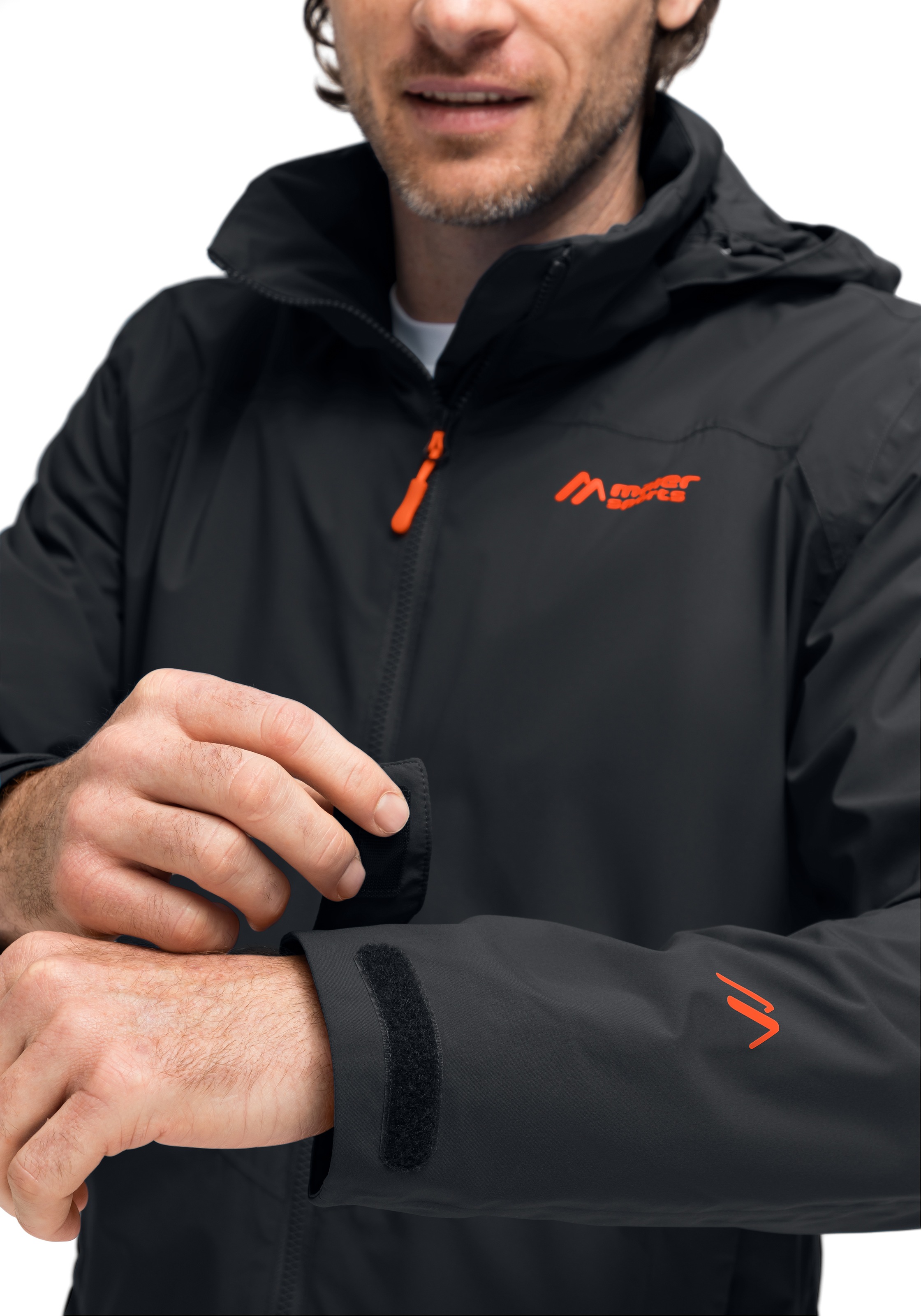 Maier Sports Outdoorjacke »Metor rec M«, Herren Regenjacke wasserdicht mit Kapuze, 2 Taschen außen, Innentasche