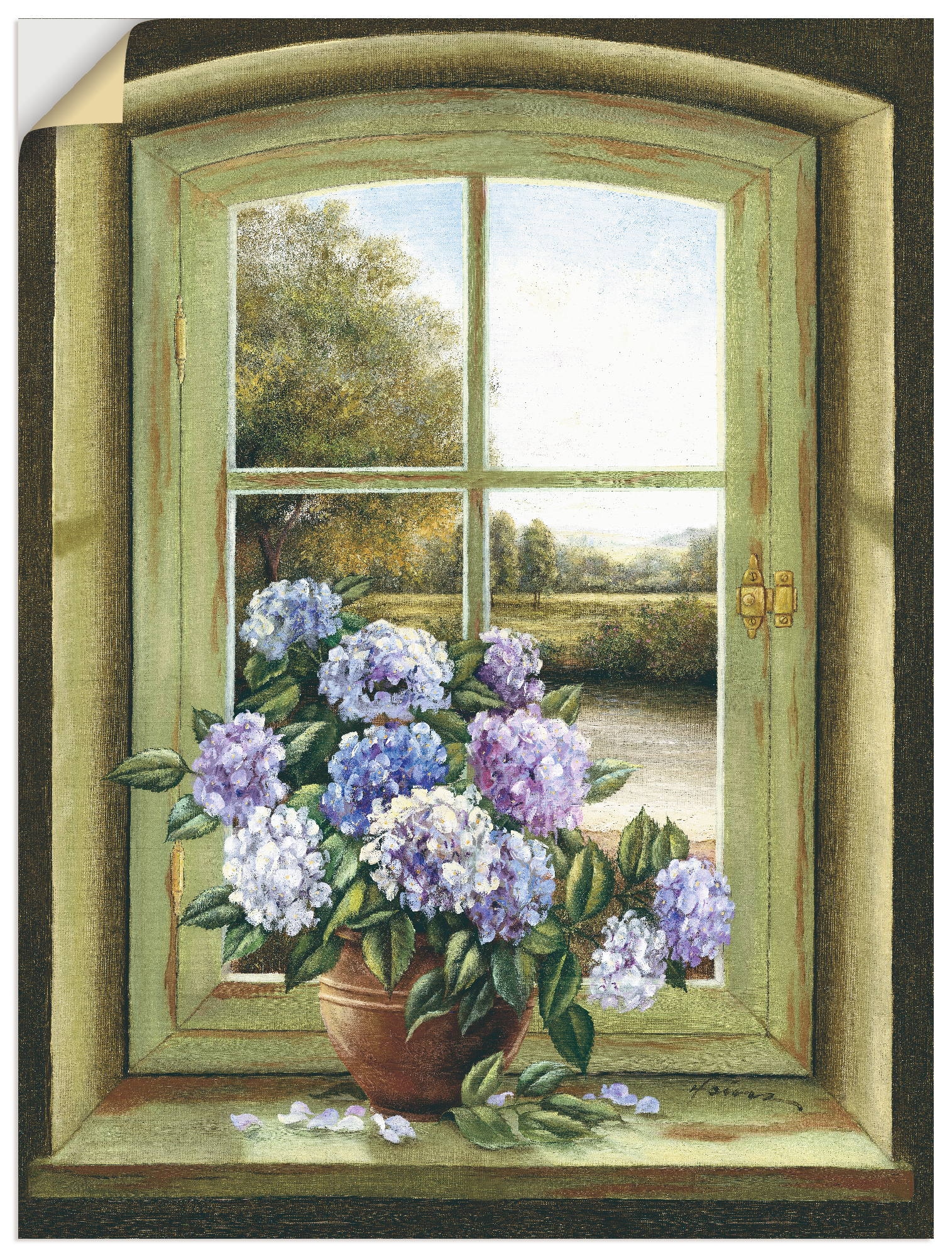 Fenster«, Artland Leinwandbild, St.), Arrangements, (1 in Wandaufkleber Poster am »Hortensien Größen Alubild, Online im OTTO versch. als Wandbild Shop oder