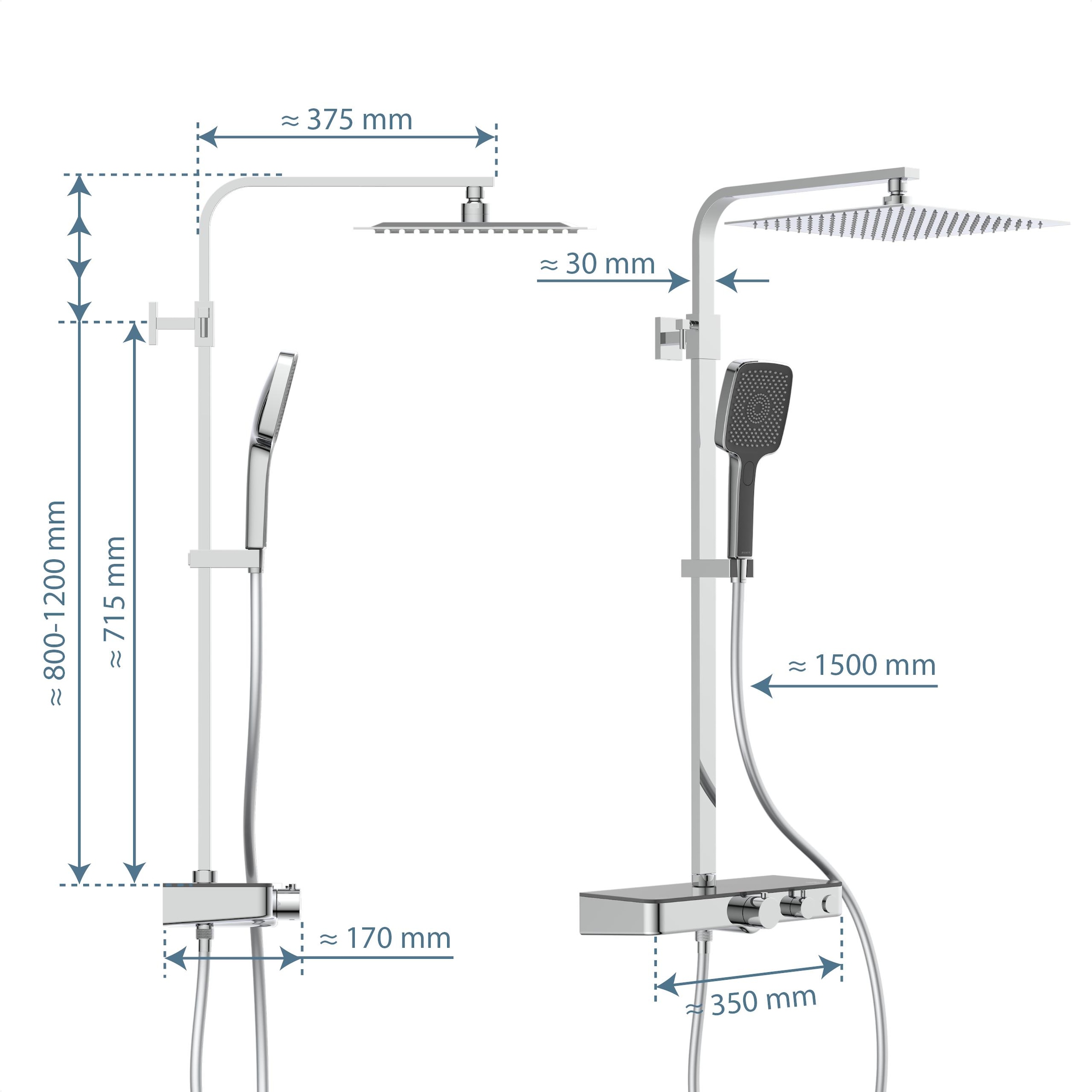 Schütte Brausegarnitur »OCEAN« Sicherheitssperre, höhenverstellb., inkl. Glasablage, Antikalk