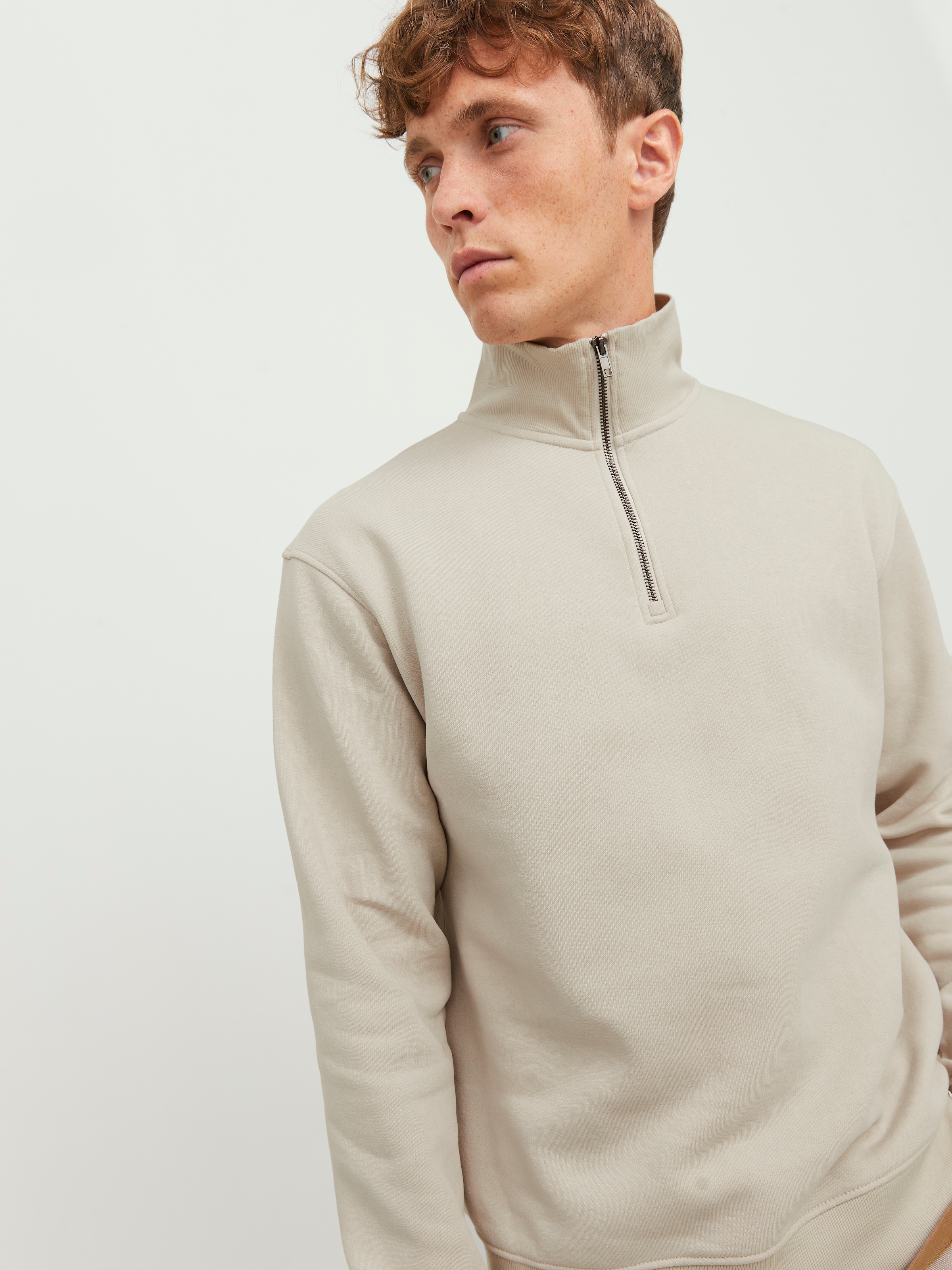 Jack & Jones Sweatshirt »JJEBRADLEY SWEAT HALF ZIP NOOS«, Materialmix, relaxed fit
