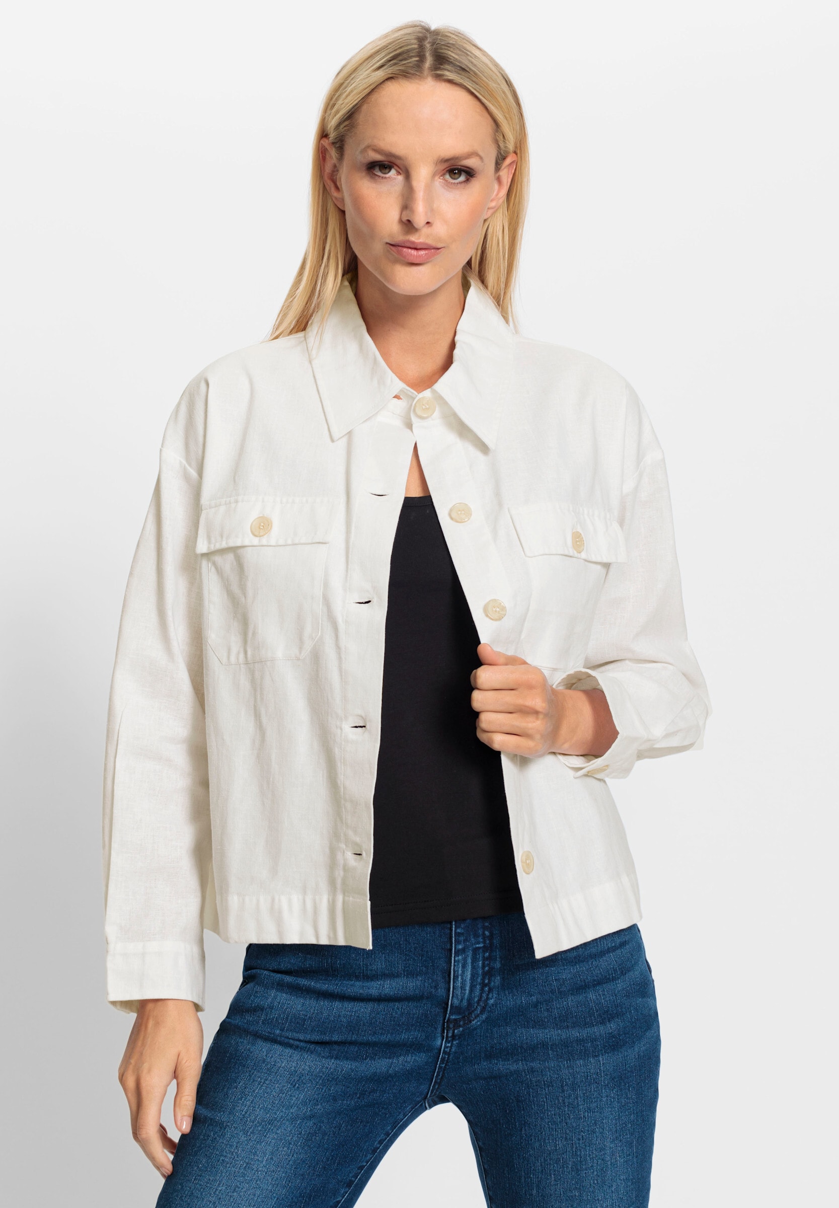 heine Blusenblazer »Blusenjacke Blusenjacke mit Lochmuster«