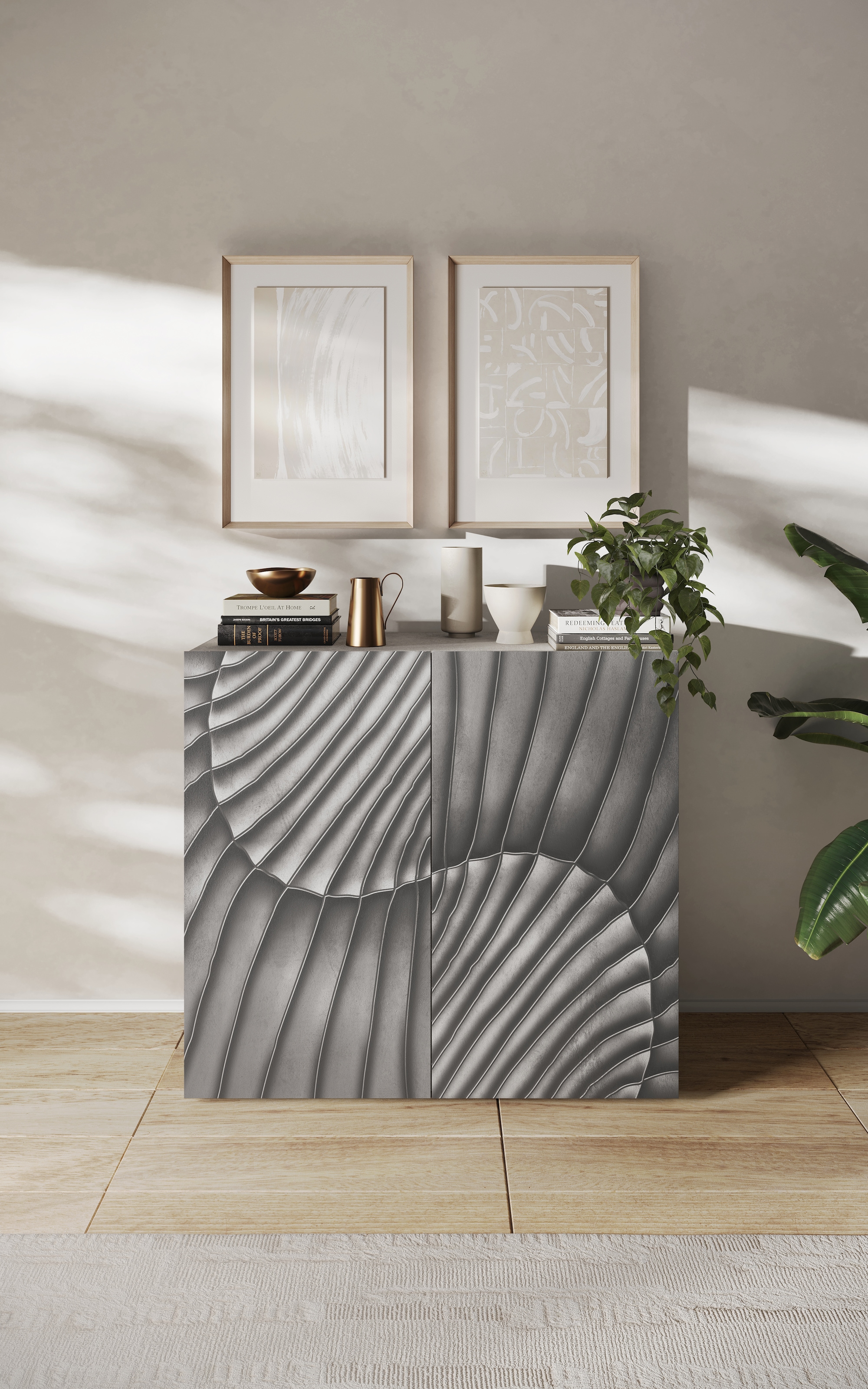 INOSIGN Highboard »Snake, Kommode, Anrichte, Stauraummöbel, Höhe 123 cm, Breite 121 cm«, moderne Wohnmöbel, 2 Türen, viel Stauraum, stilvoll und funktional