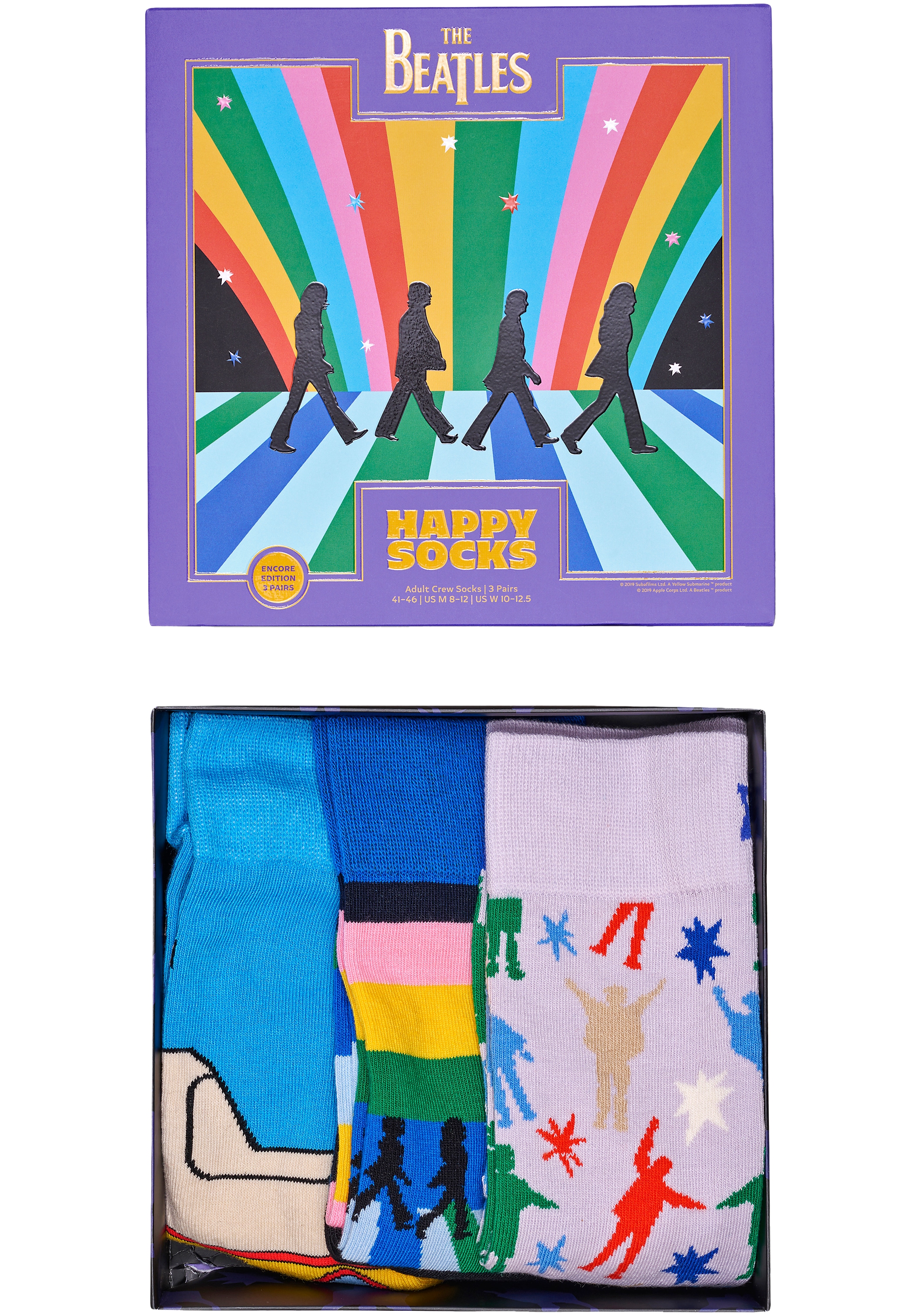 Happy Socks Langsocken, (3er Pack), mit bunten Beatles-Motiven