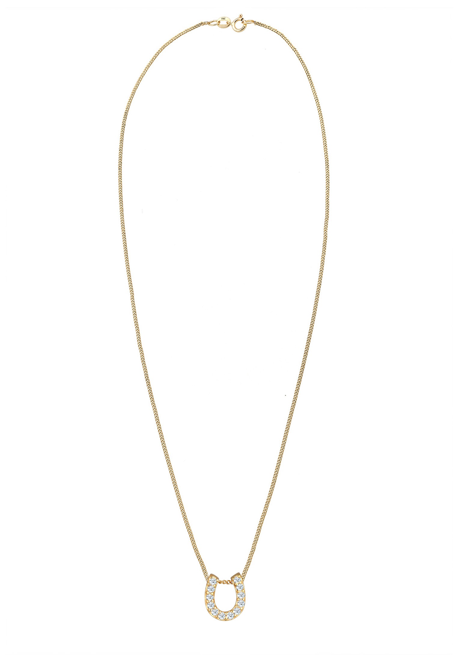 Elli DIAMONDS Silberkette »Halskette Hufeisen Diamant Weiß Brillantschliff (0.18ct) 585 Gelbgold«