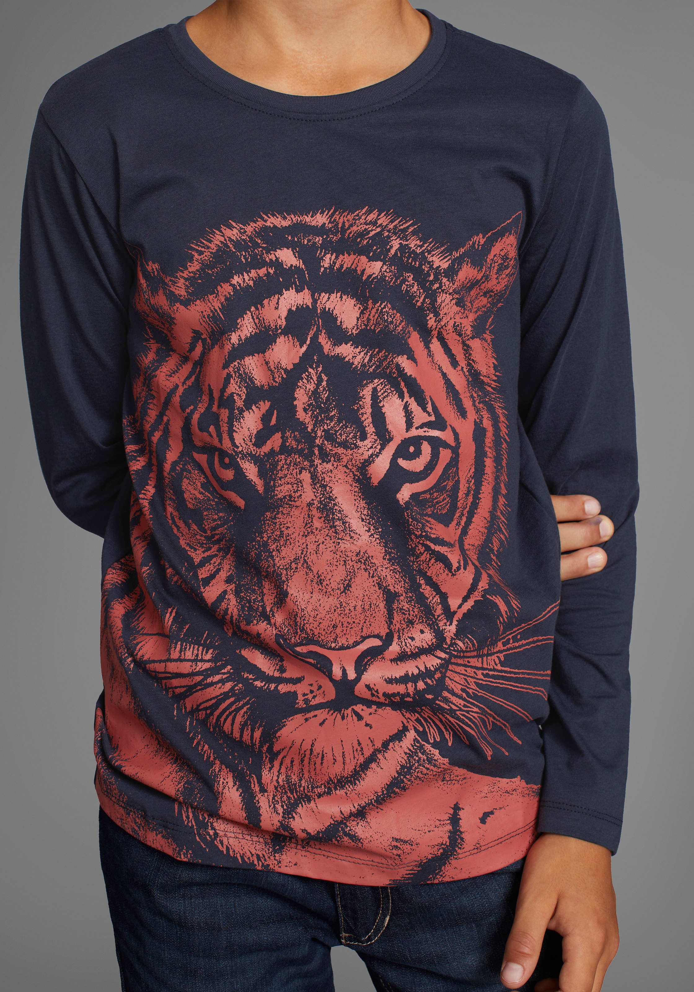 KIDSWORLD Langarmshirt »NEON TIGER«, Langarm, Basic-Passform, mit trendigem Druck, Rundhalsausschnitt