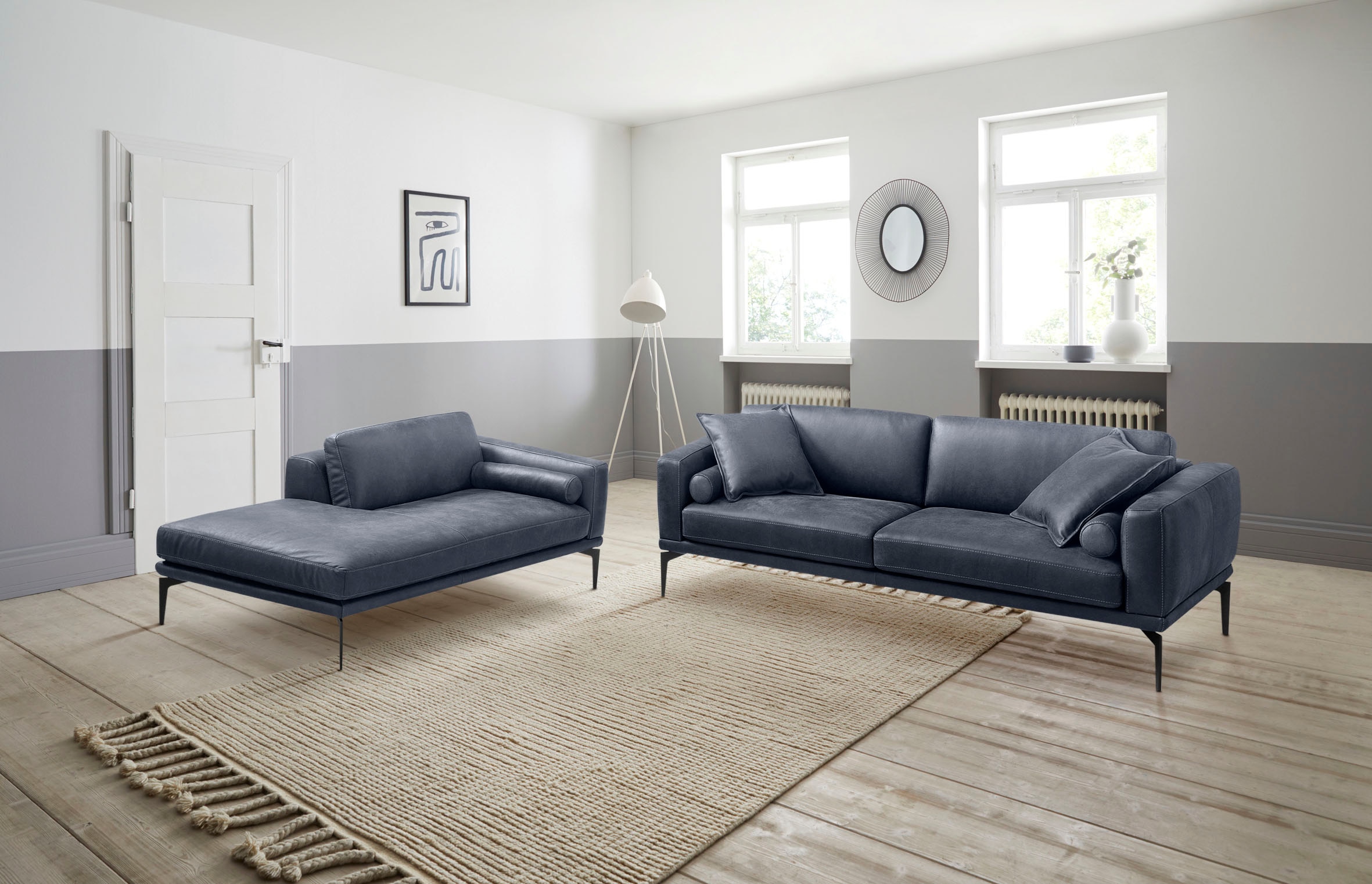 Egoitaliano Polstergarnitur »Masu, Design trifft sensationellen Sitzkomfort«, Höhe der Rückenkissen und Sitztiefe verstellbar, 3 Rollkissen