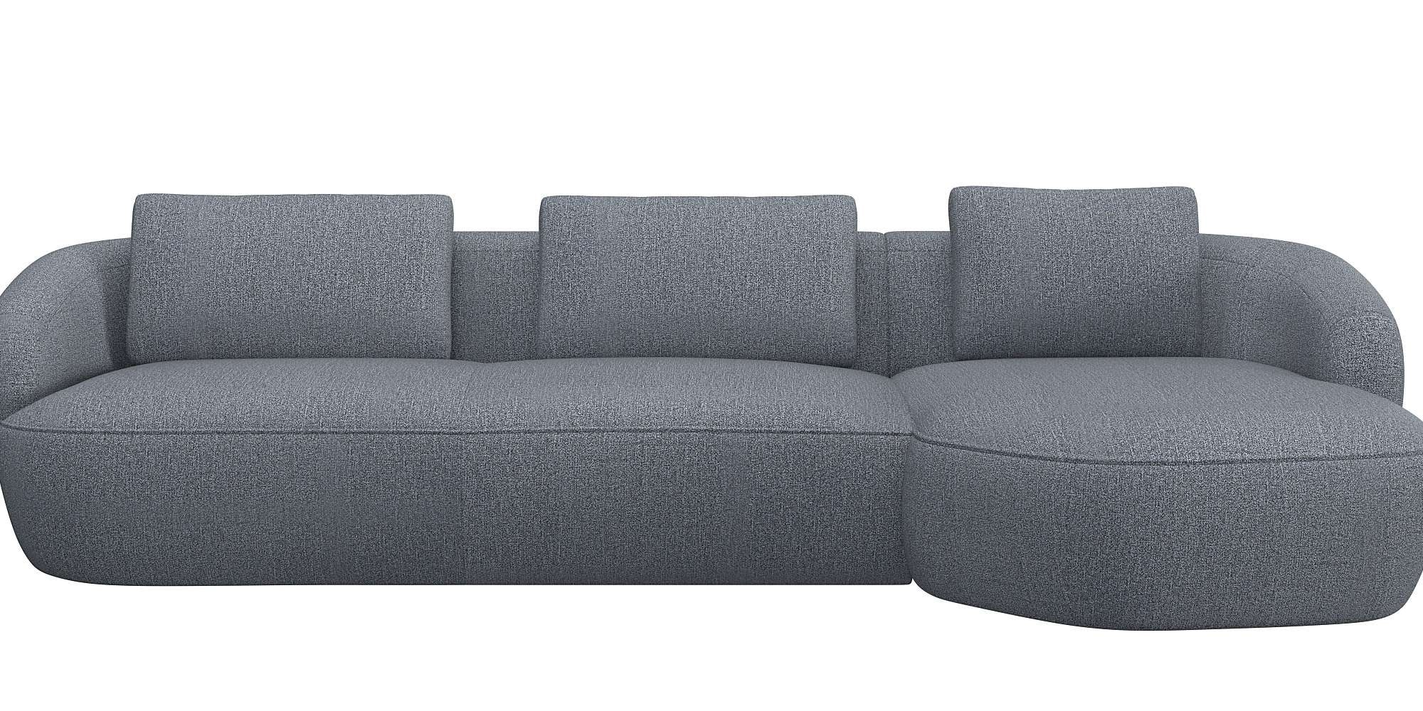 FLEXLUX Wohnlandschaft »Torino, rund, L-Form, Sofa-Ecke mit Recamiere, Longchair-Sofa«, Modernes, organisches Sofa-Design, Kaltschaum, Wellenunterfederung