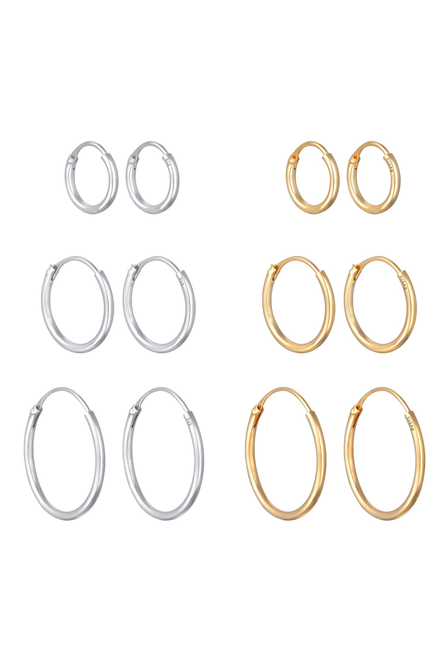 Elli Ohrstecker-Set »Ohrringe Creolen Basic 6er Set 925 Silber«