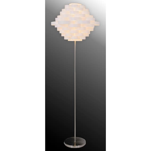 näve Stehlampe »White Line«, 1 flammig-flammig, E27 max. 40W, weiß/nickel,  Kunststoff/Metall, h: 150cm, d: 55cm online bei OTTO