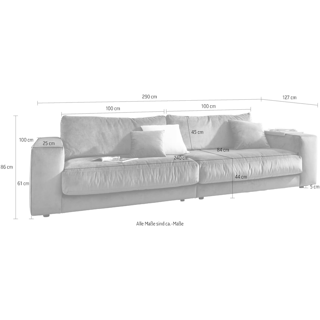 Places of Style Big-Sofa »Nizza«, bestehend aus Modulen, daher auch individuell aufstellbar; in hochwertiger Verarbeitung und gemütlichem Design, in Sitz- und Rückenkissen Beimischung von ca. 30% Federn