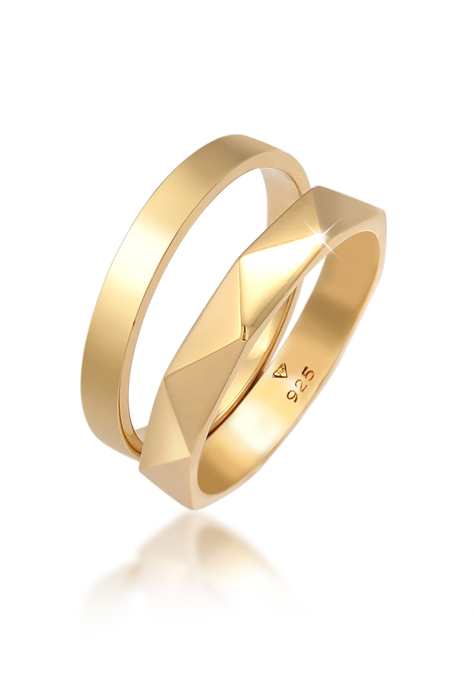 Elli Ring-Set »Ring Bandring Basic Hexagon Element (2 tlg) 925 Silber«