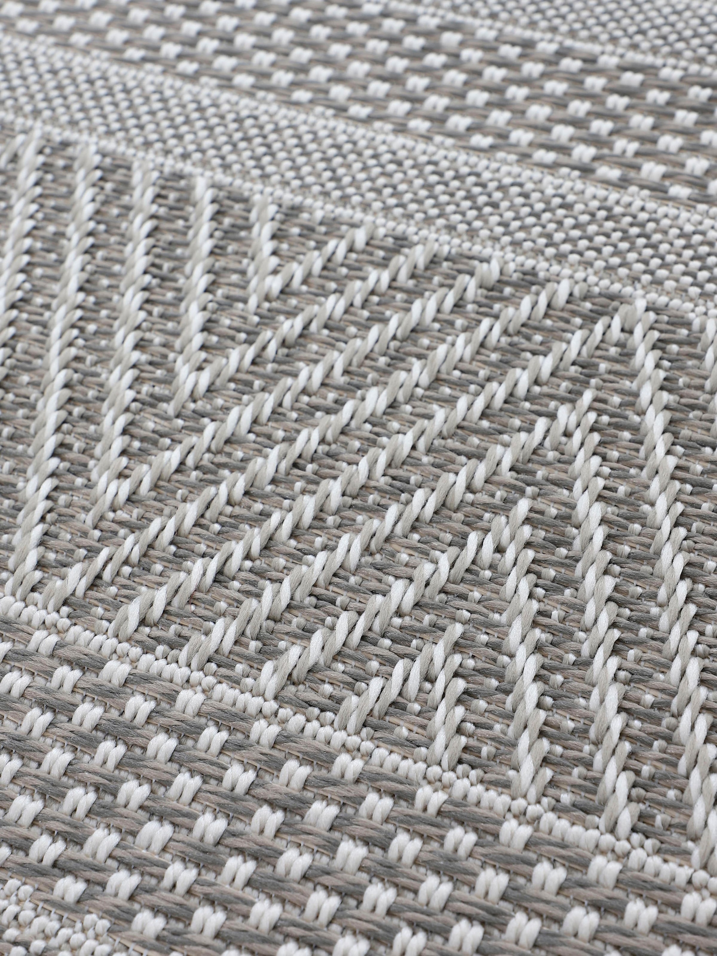 carpetfine Teppich »Boho 101«, rund, 4 mm Höhe, robustes Flachgewebe, Sisal Optik, UV-beständig, Außenbereich