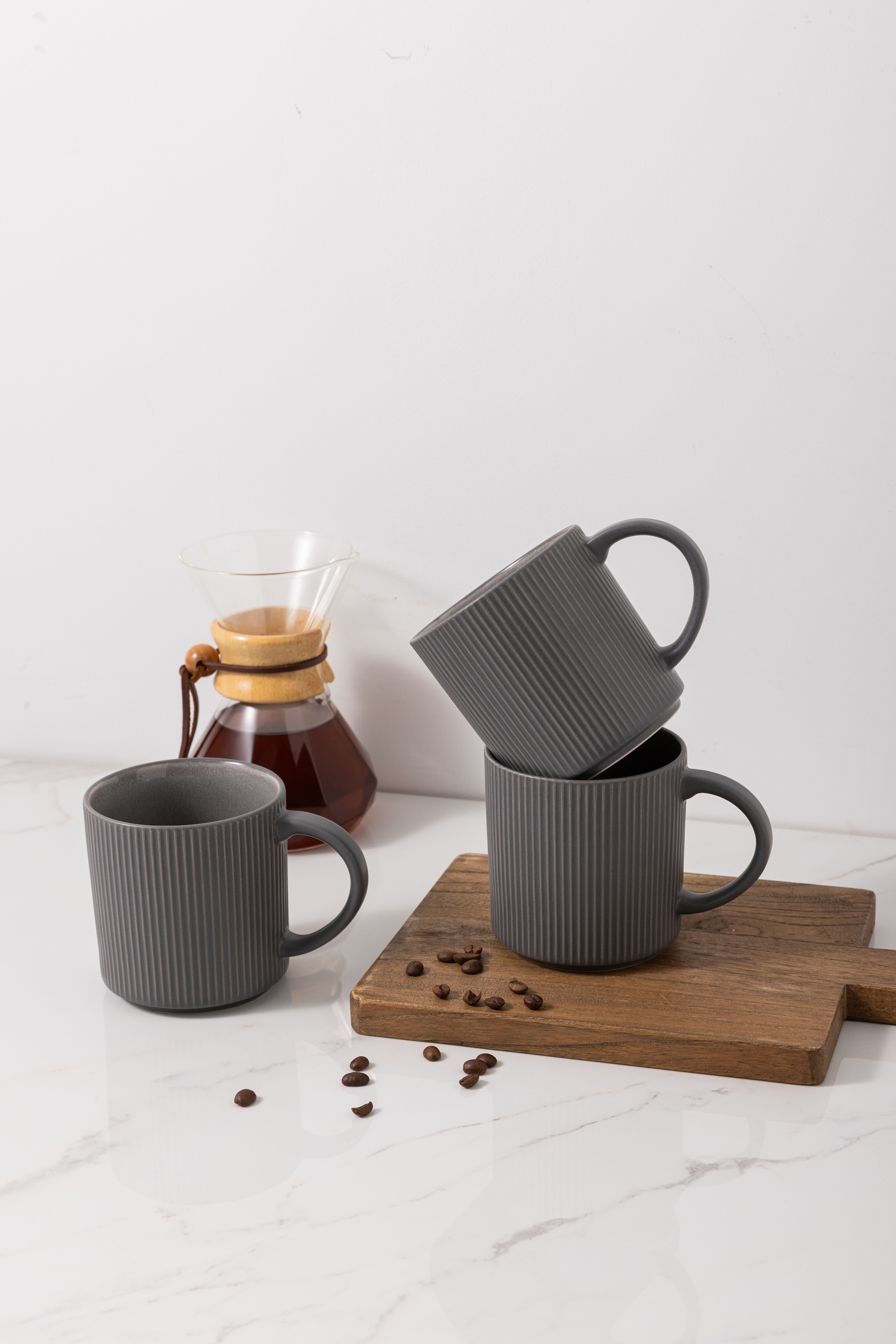 OTTO home Becher »Kaffeebecher Ylvii, 6er Set« Riffeloptik, spülmaschinenfest und mikrowellengeeignet, 460 ml