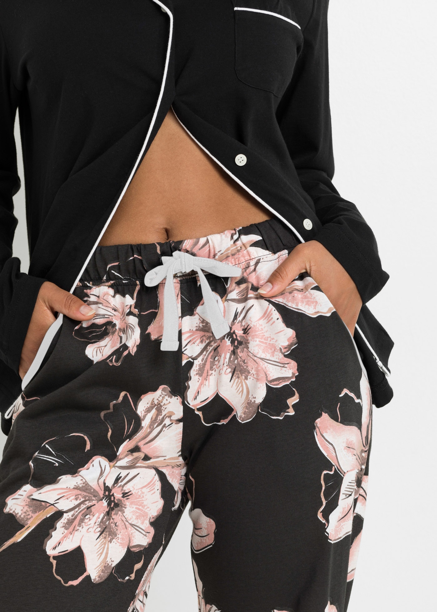 bonprix Pyjama Set, 2 bequeme Passform, aus Baumwolle