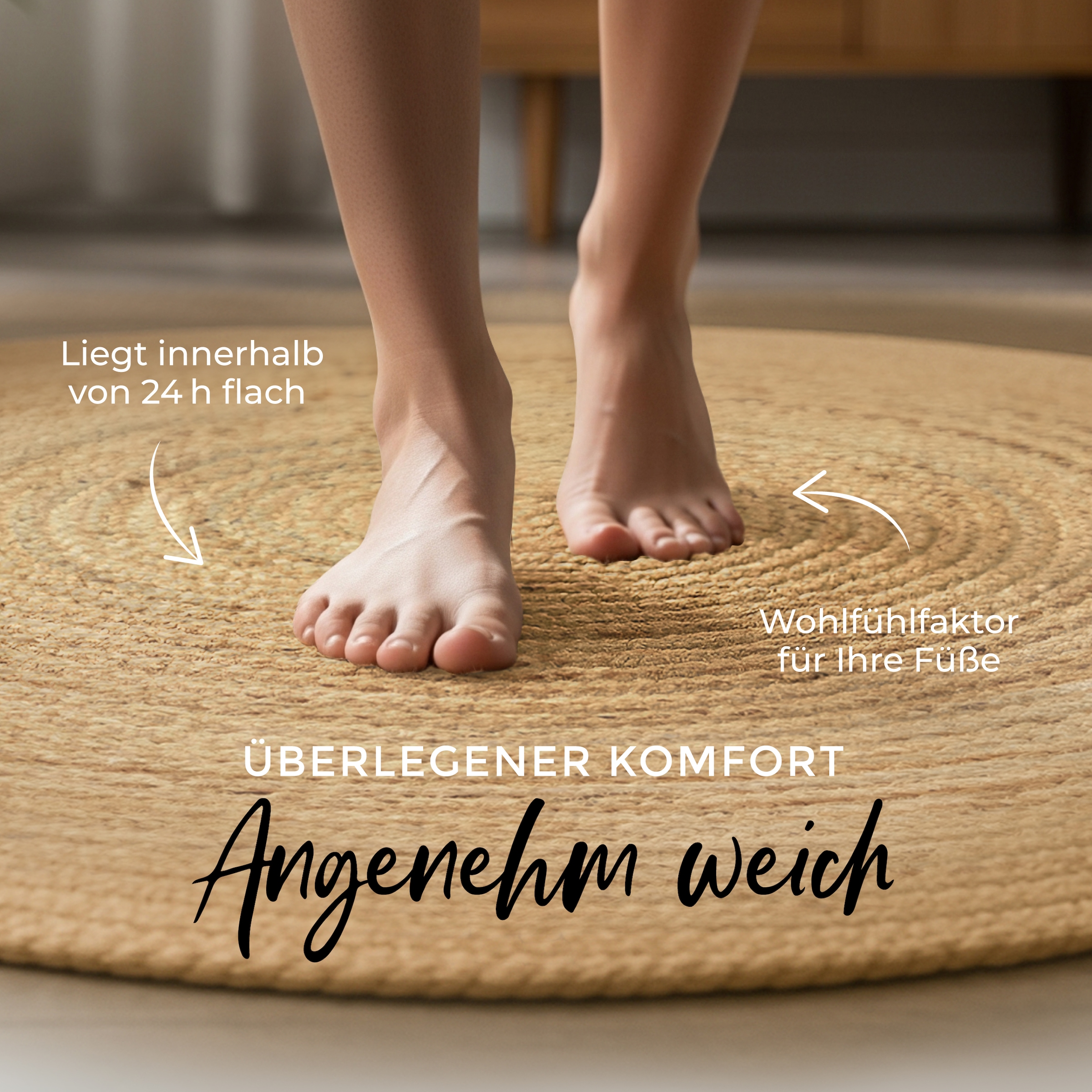 carpetfine Teppich »Nele Juteteppich Naturfaser«, rund, 6 mm Höhe, geflochtener Wendeteppich aus 100%Jute, in rund und oval, viele Größen