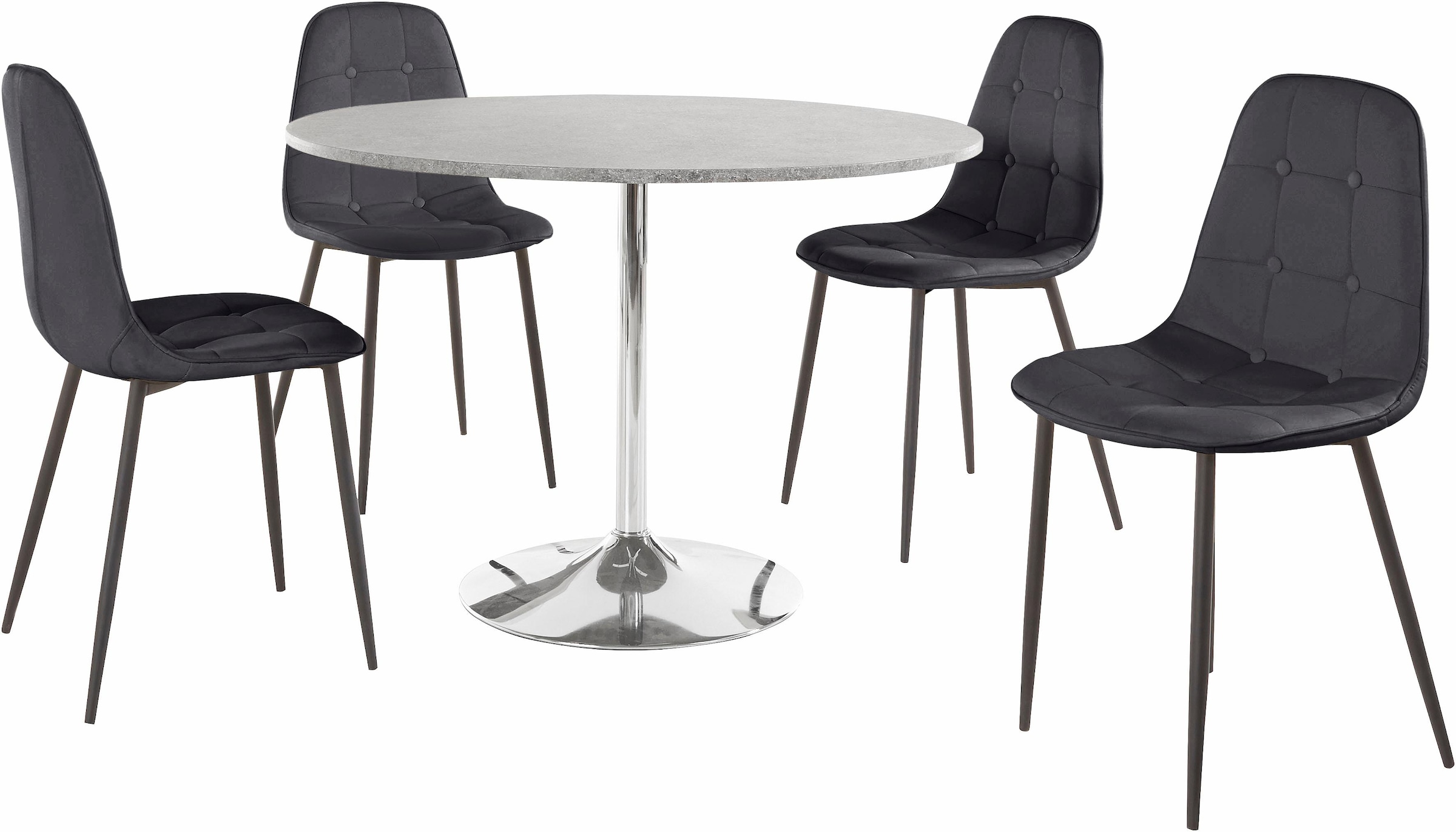 INOSIGN Essgruppe, (Set, 5 tlg.), mit rundem Tisch im Zement-Optik