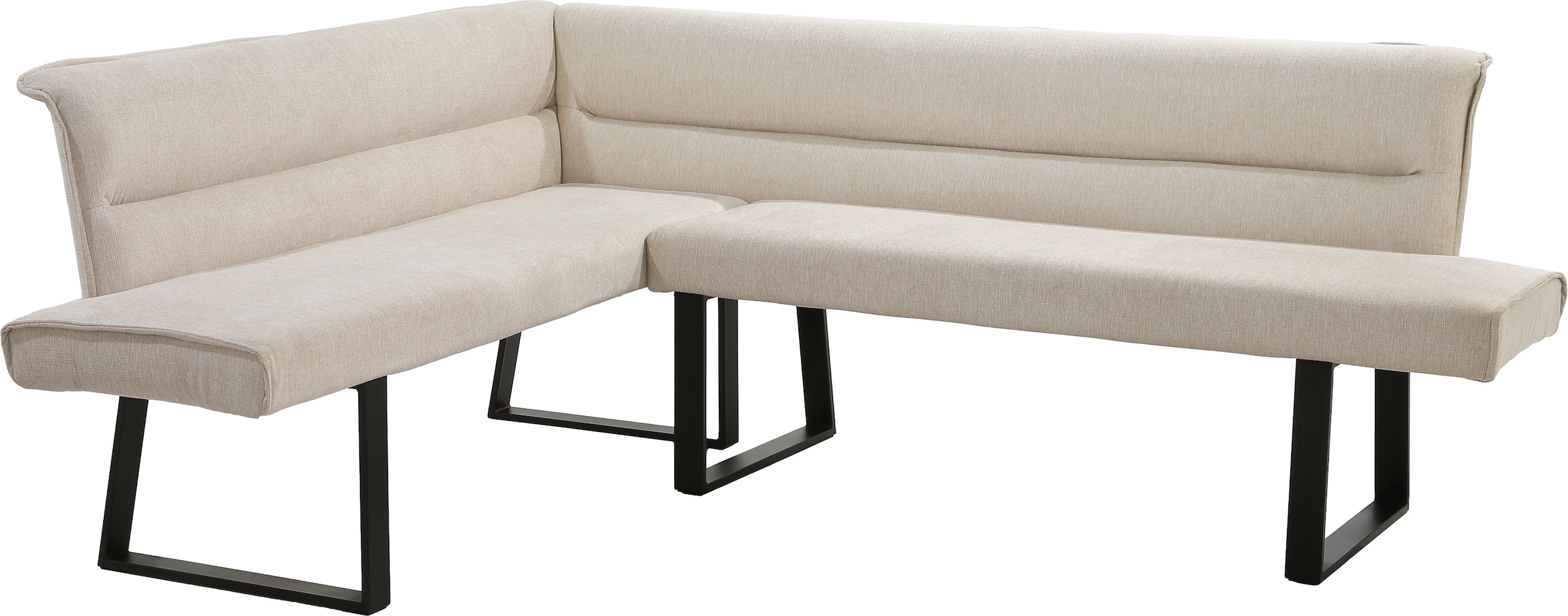 OTTO home Eckbankgruppe »(Set, 4-tlg. Tisch, Bank und 2 Stühle), Taschenfederkern« Tisch (140x90cm) schwarz, Bank und Stühle anthrazit oder beige