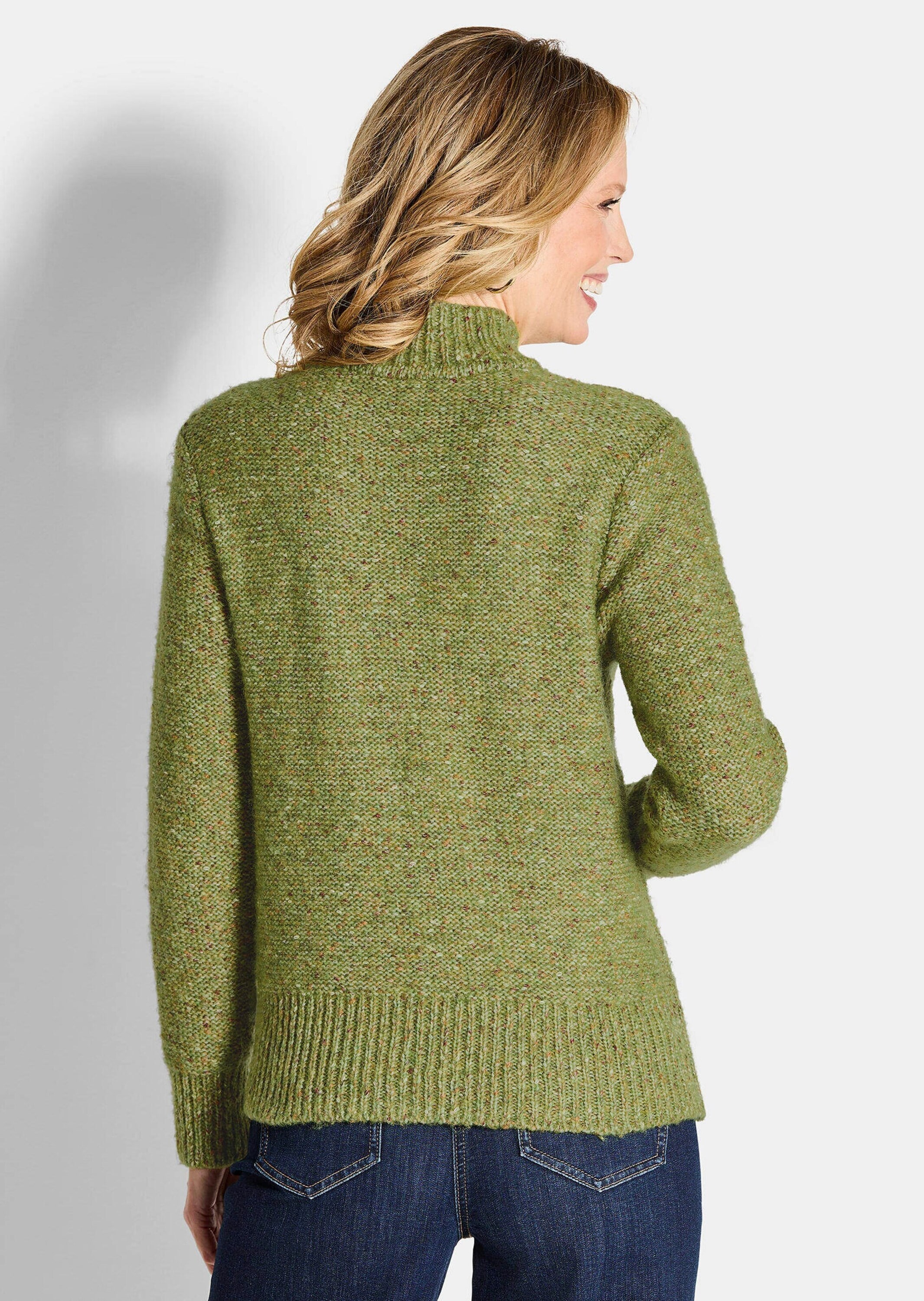 GOLDNER Rundhalspullover »Kurzgröße Strickpullover in Bouclé Optik«