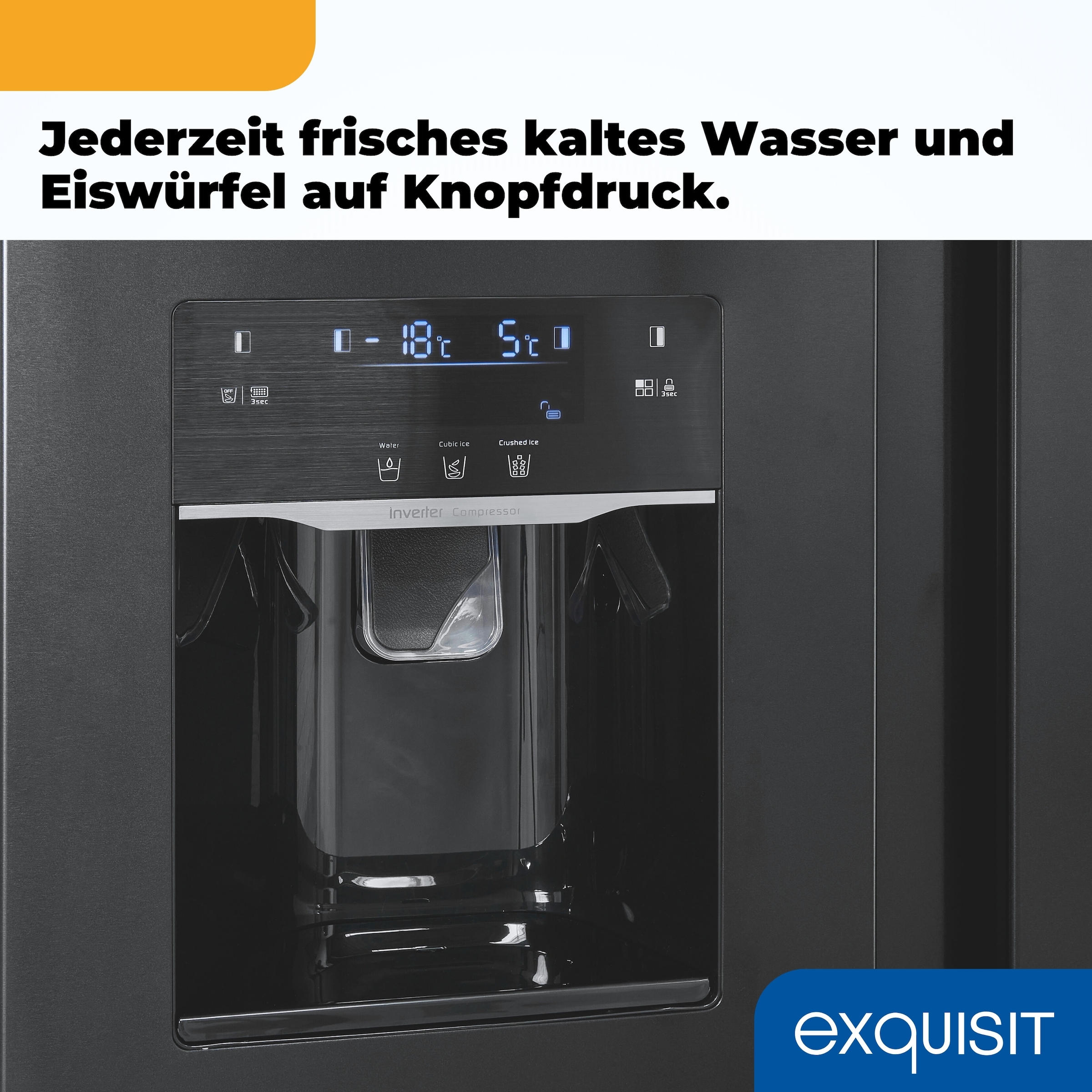 exquisit Side-by-Side SBS520-CF-040E inoxlook-az »SBS520-CF-040E inoxlook-az« 177 cm hoch 90 cm breit