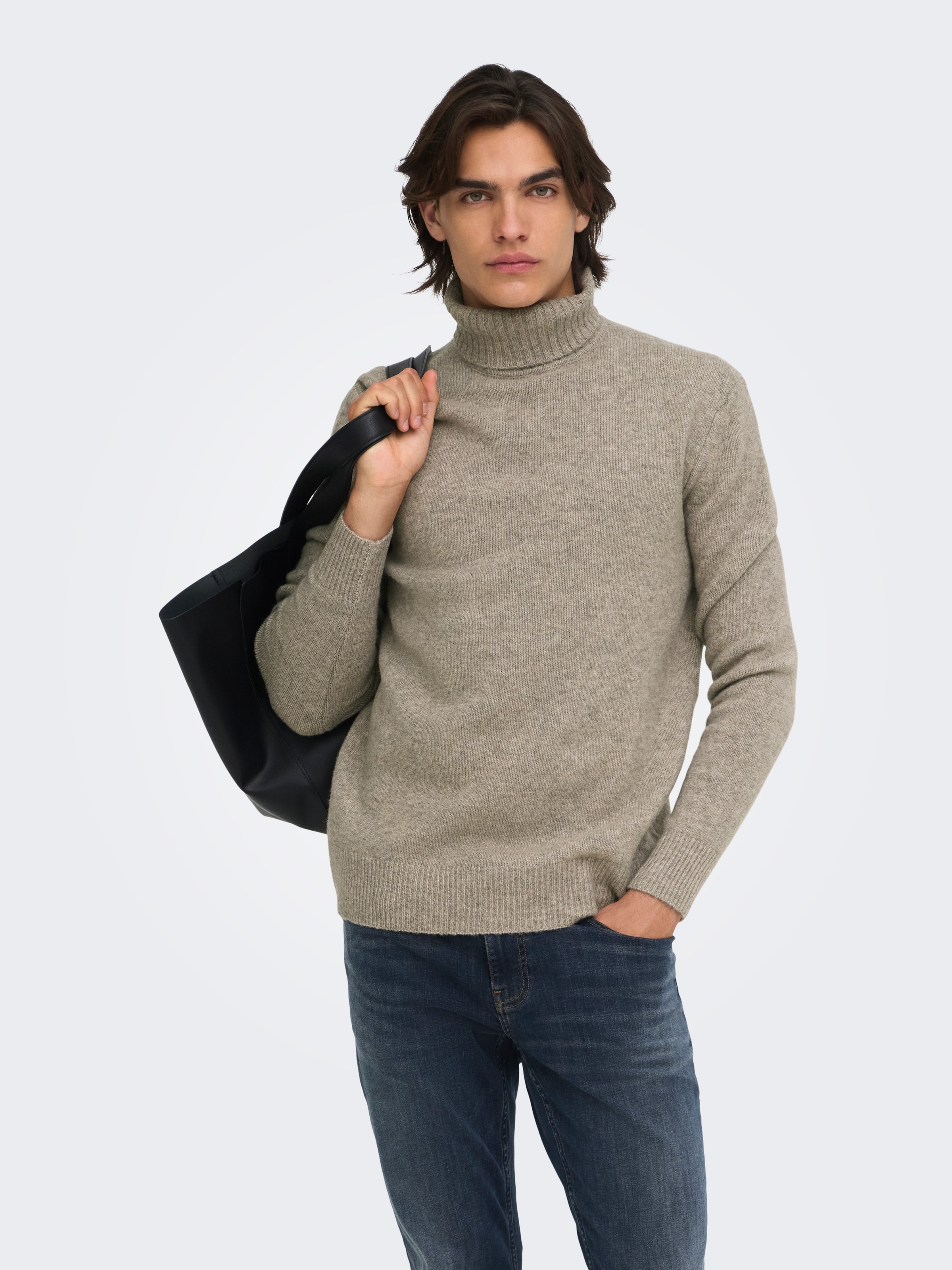 ONLY & SONS Rollkragenpullover »ONSRAY REG LS ROLL KNIT FRML« Materialmix, regular fit