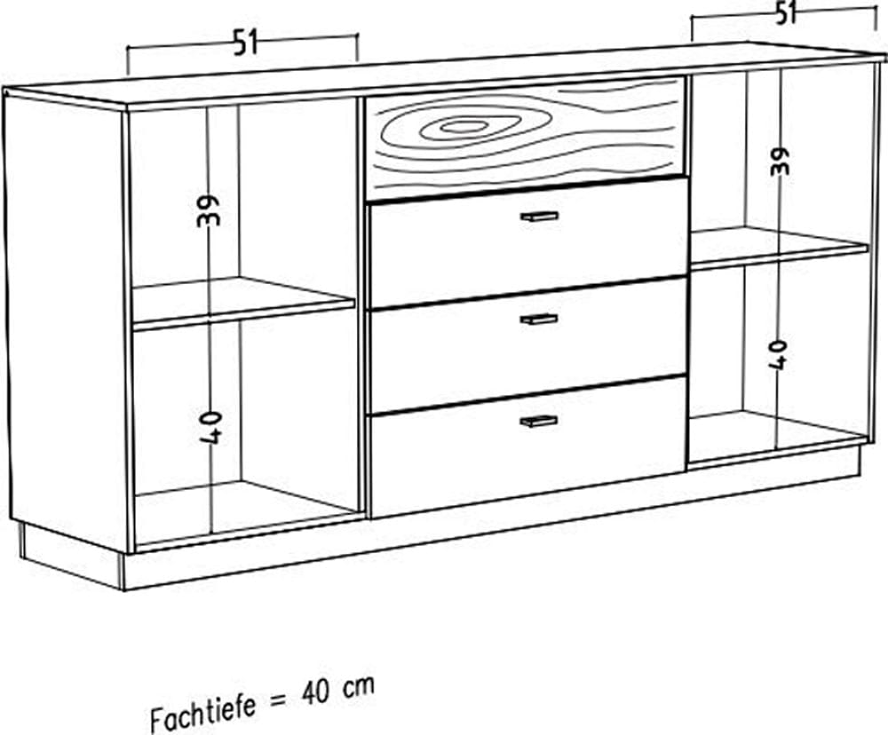 Mäusbacher Sideboard B/H/G: 192x92x45, inkl. Beleuchtung
