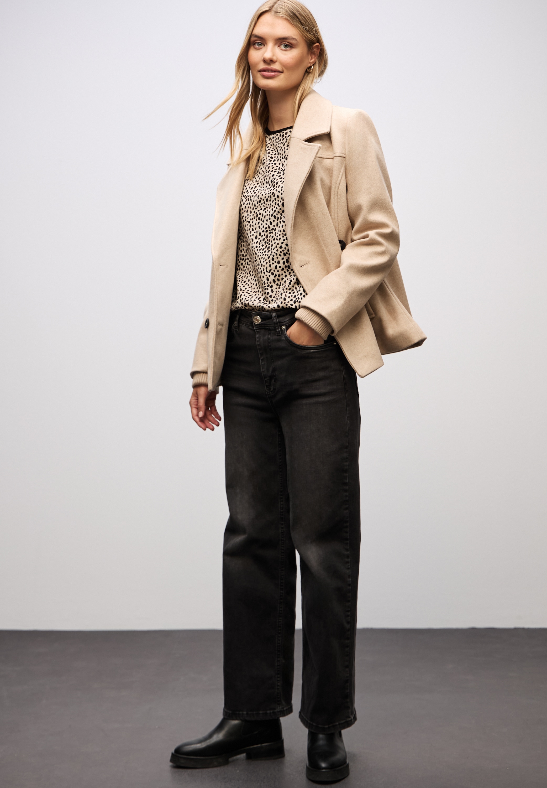 STREET ONE Langarmshirt mit Animal-Print, Leo-Muster