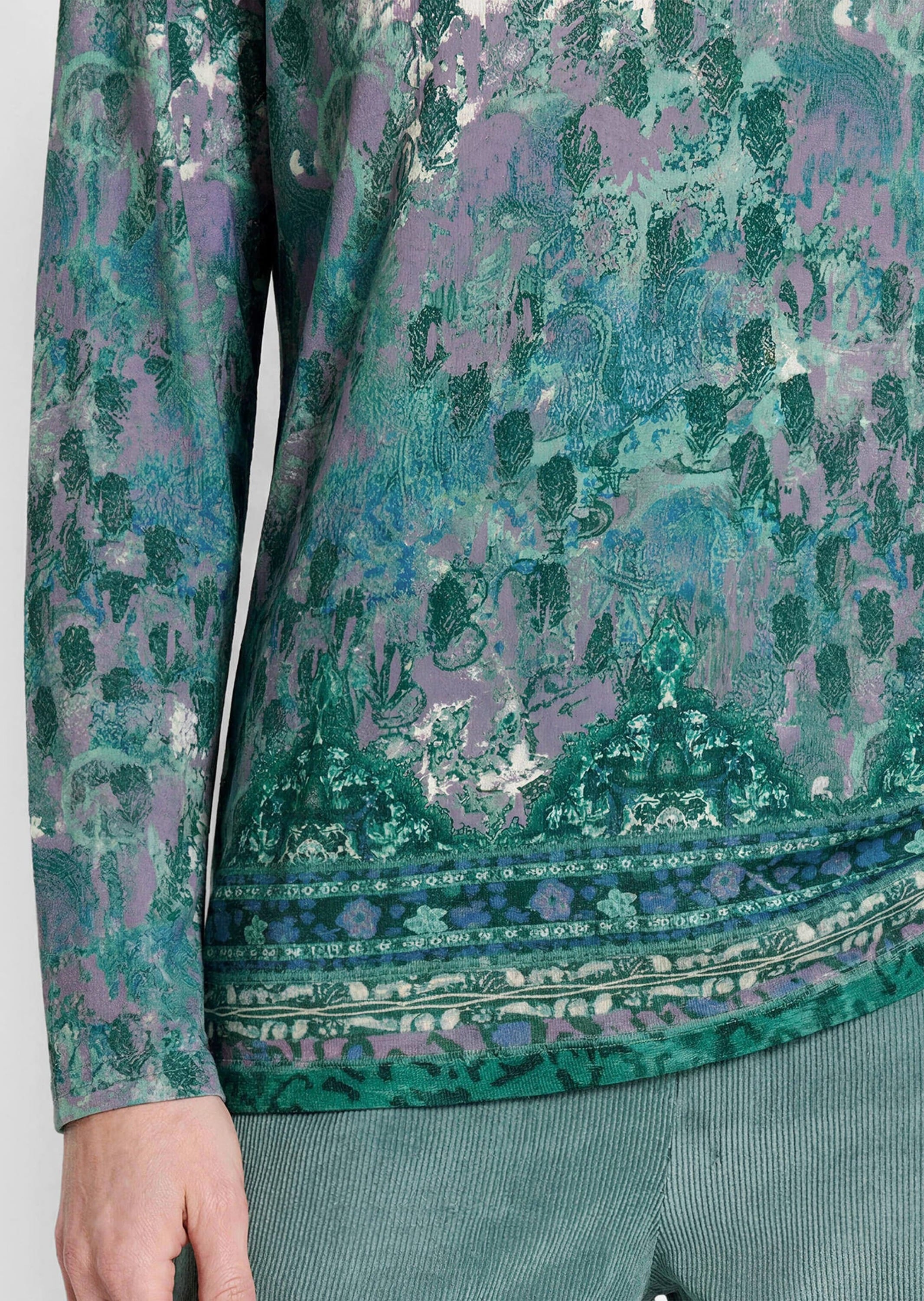 GOLDNER Print-Shirt »Langarmshirt mit Rundhalsausschnitt« stretchbequemer Viskosejersey