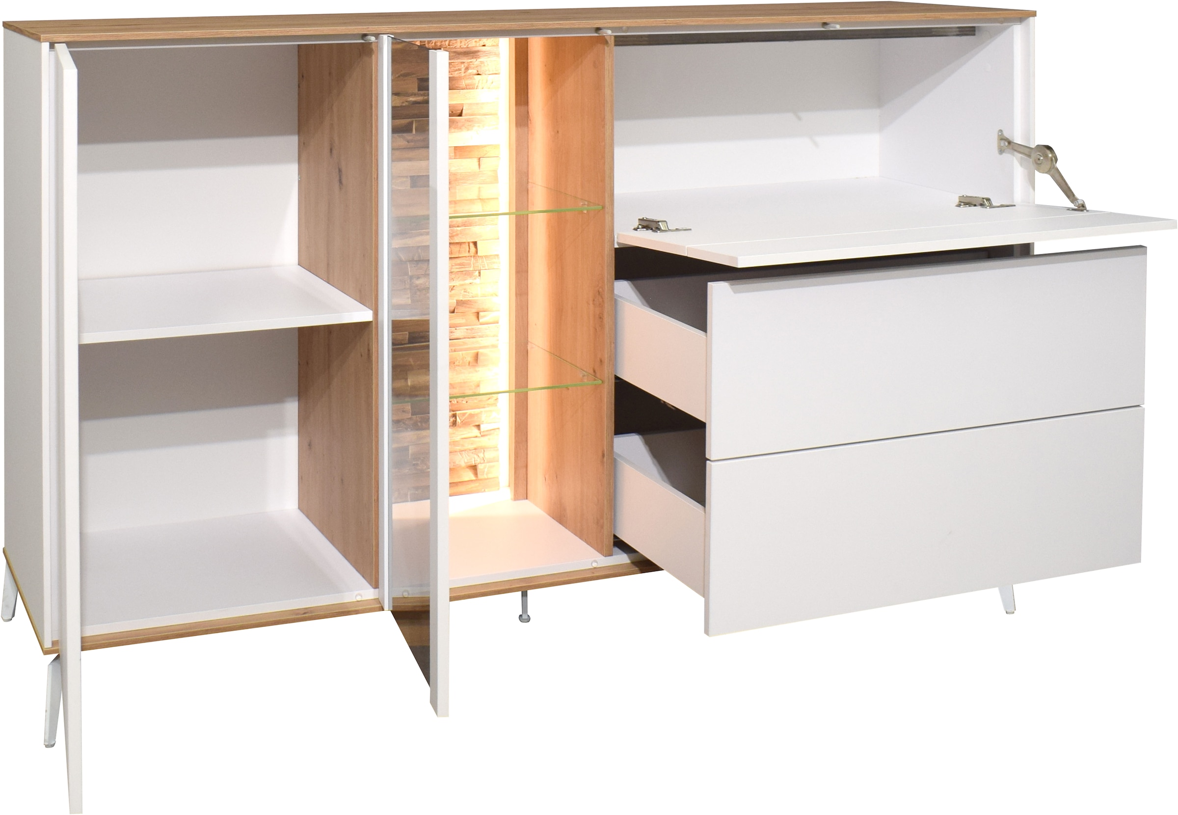 Mäusbacher Kommode Faro Sideboard B 169 cm, inkl. Beleuchtung, Push to open, Metallfüße