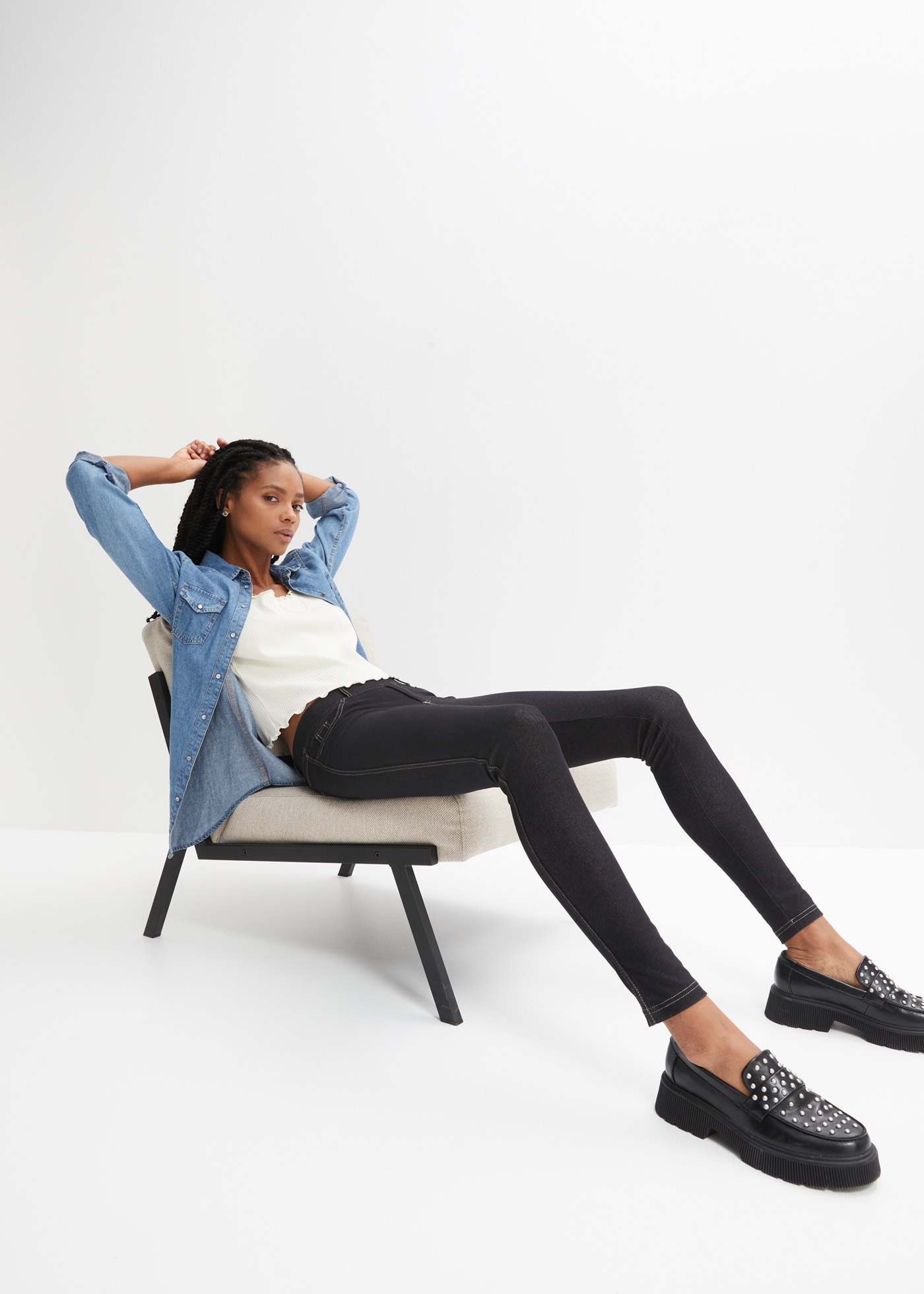 bonprix Leggings  Leggings in Jeansoptik aus Baumwoll-Mix