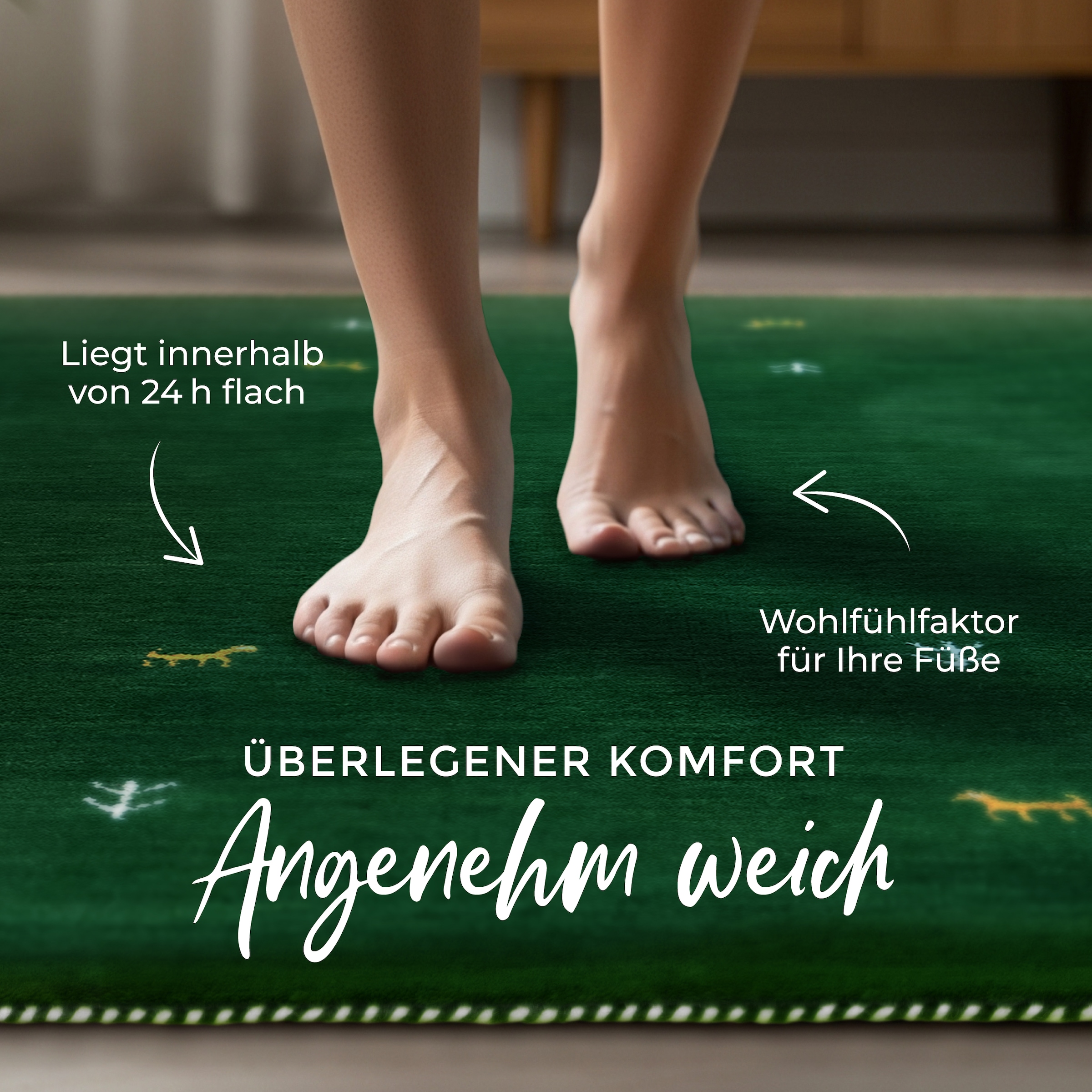carpetfine Wollteppich »Gabbeh Uni,  auch als Läufer und Rund erhältlich« rechteckig 15 mm Höhe reine Wolle, handgewebt, Gabbeh Loom Tiermotiv, große Farbauswahl