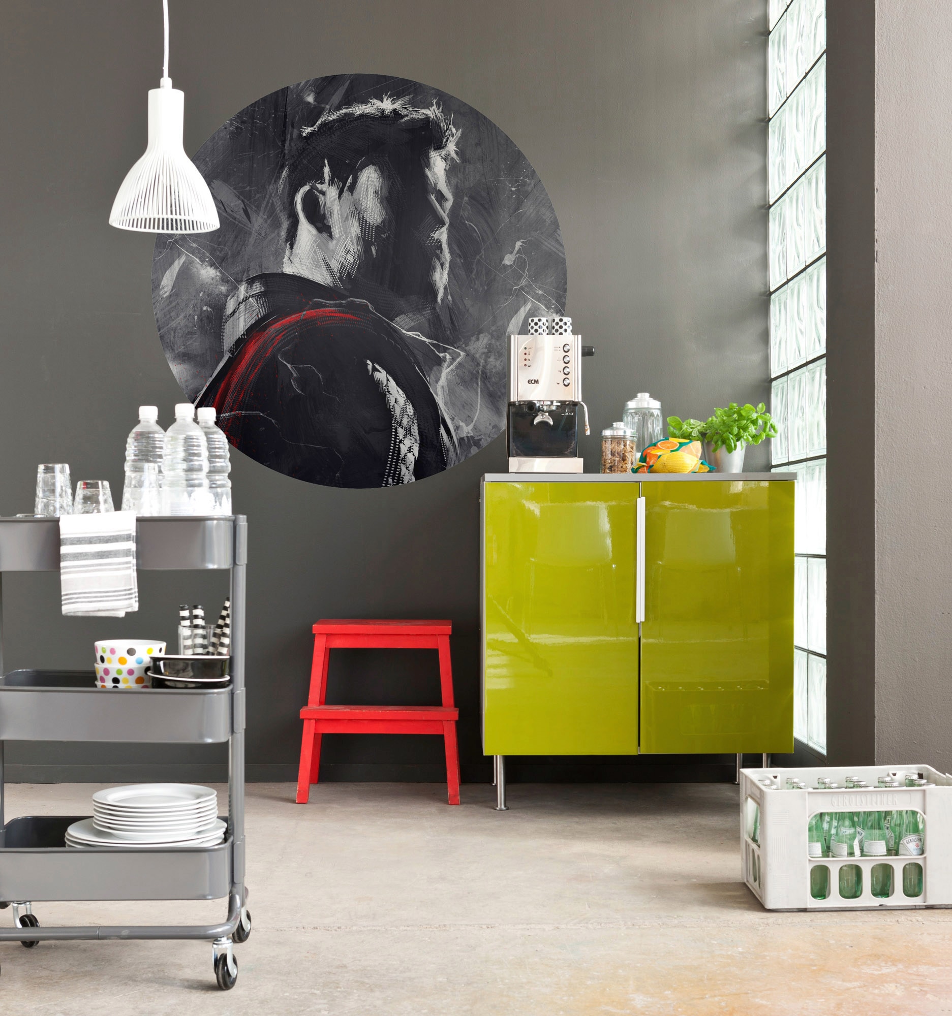Komar Fototapete »Vlies selbstklebend - Avengers Painting Thor - Größe 125 x 125 cm«, bedruckt, Kinderzimmer