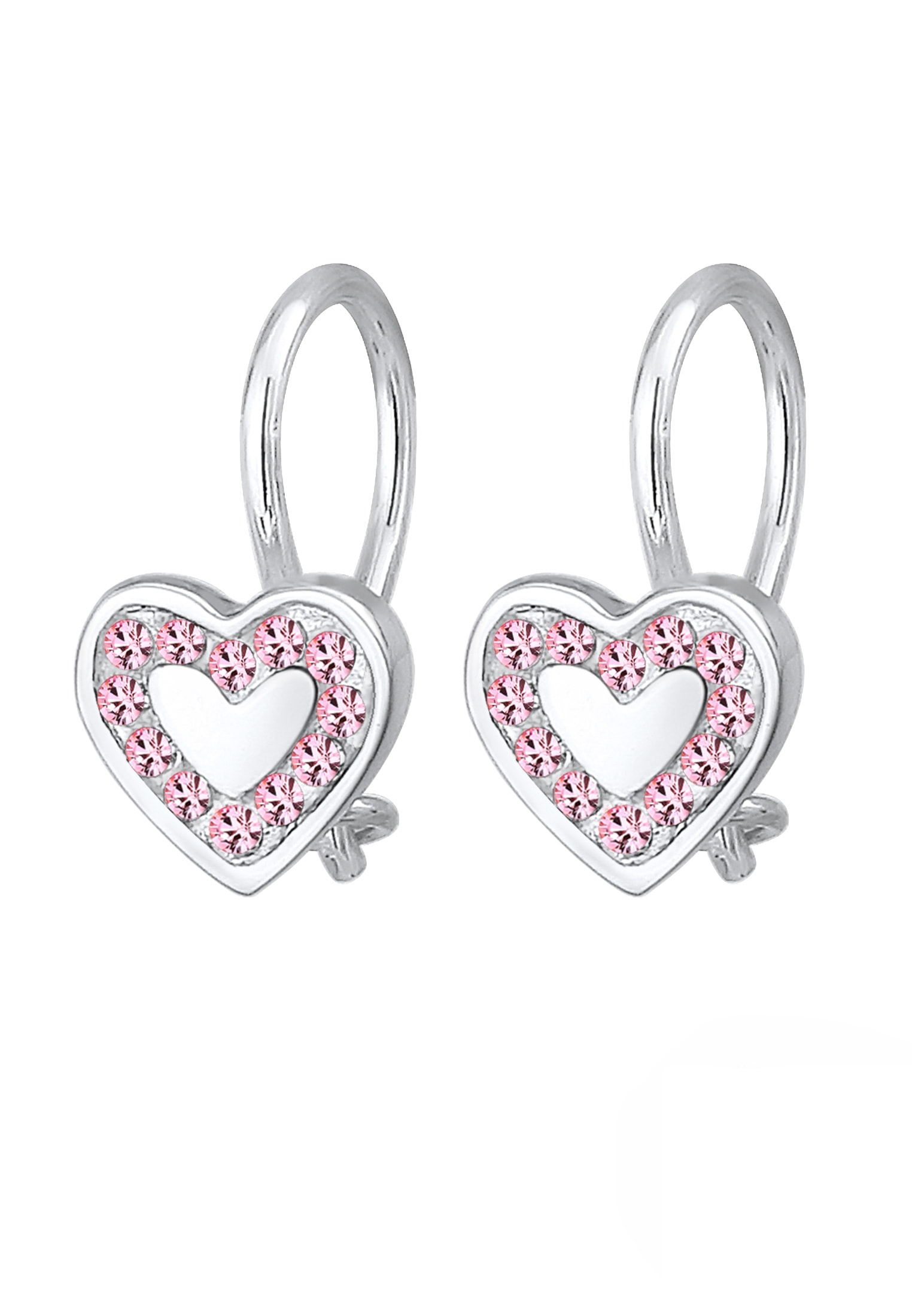 Elli Paar Ohrstecker »Ohrringe Ohrstecker Herz Glas Kristalle Rose 925 Sterling Silber«