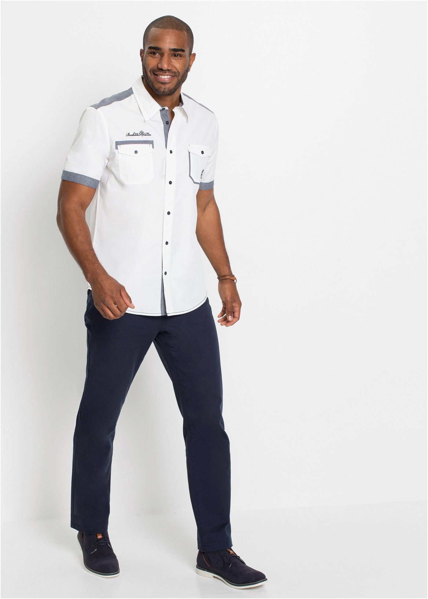 bonprix Kurzarmhemd 1 mit kurzem Arm, aus Baumwolle, mit zwei Pattentaschen