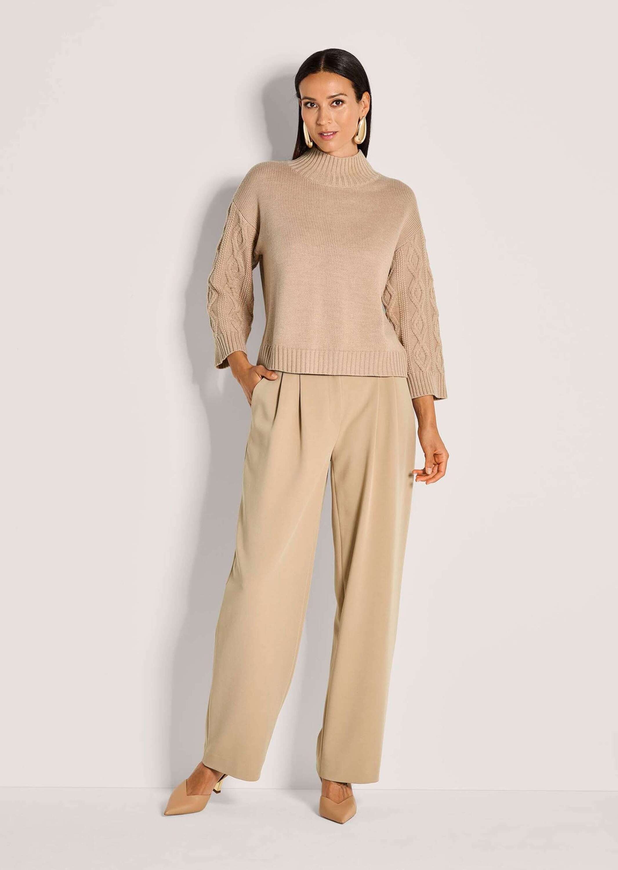 MADELEINE Stehkragenpullover »Strickpullover Eleganter Wollpullover mit Zopfmuster« Kunstvolles Zopfmuster