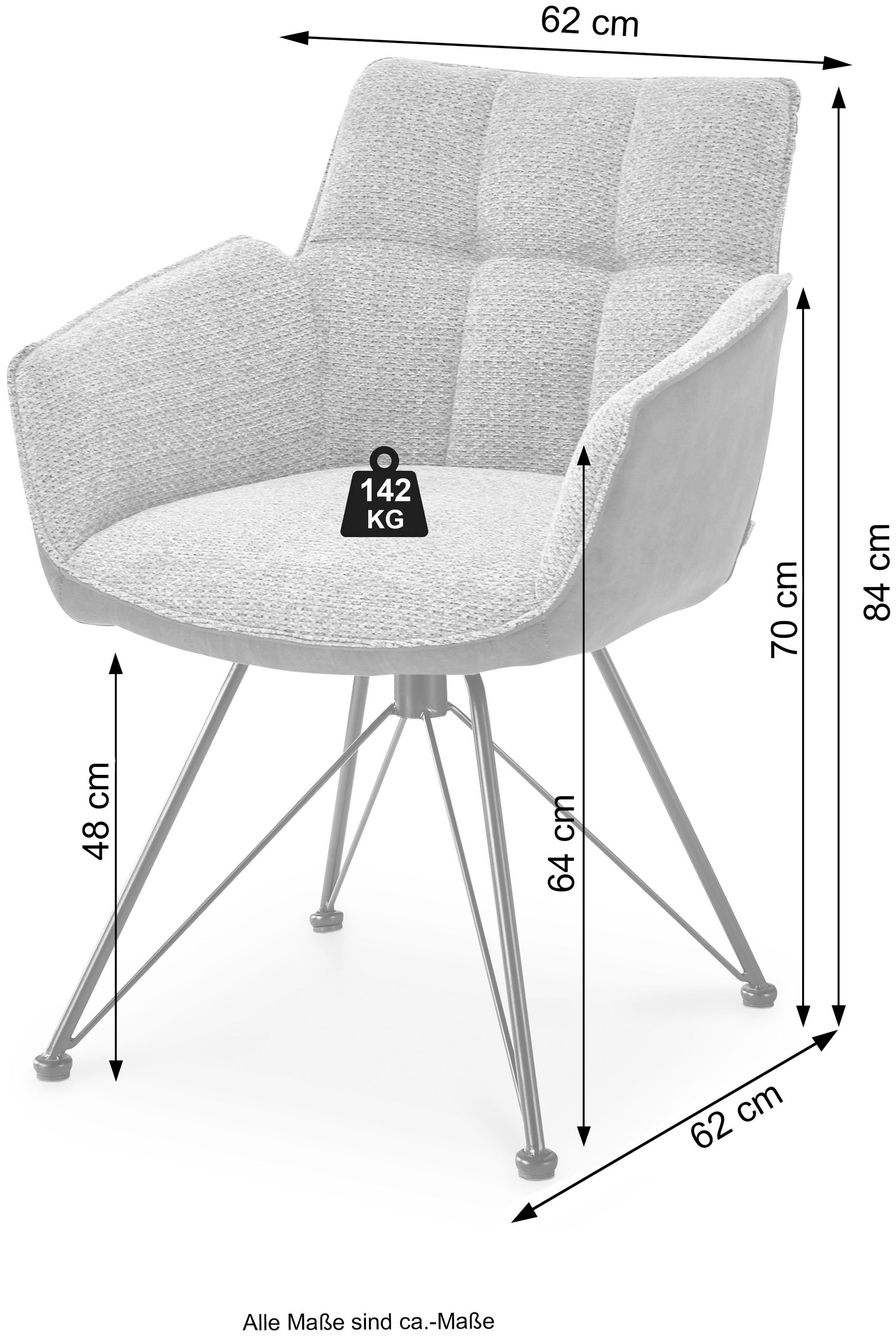 set one by Musterring Esszimmerstuhl »Frisco-B«, (Set), 2 St., Microfaser-Chenille, Bezug innen Chenille und außen Microfaser, Design-Gestell schwarz