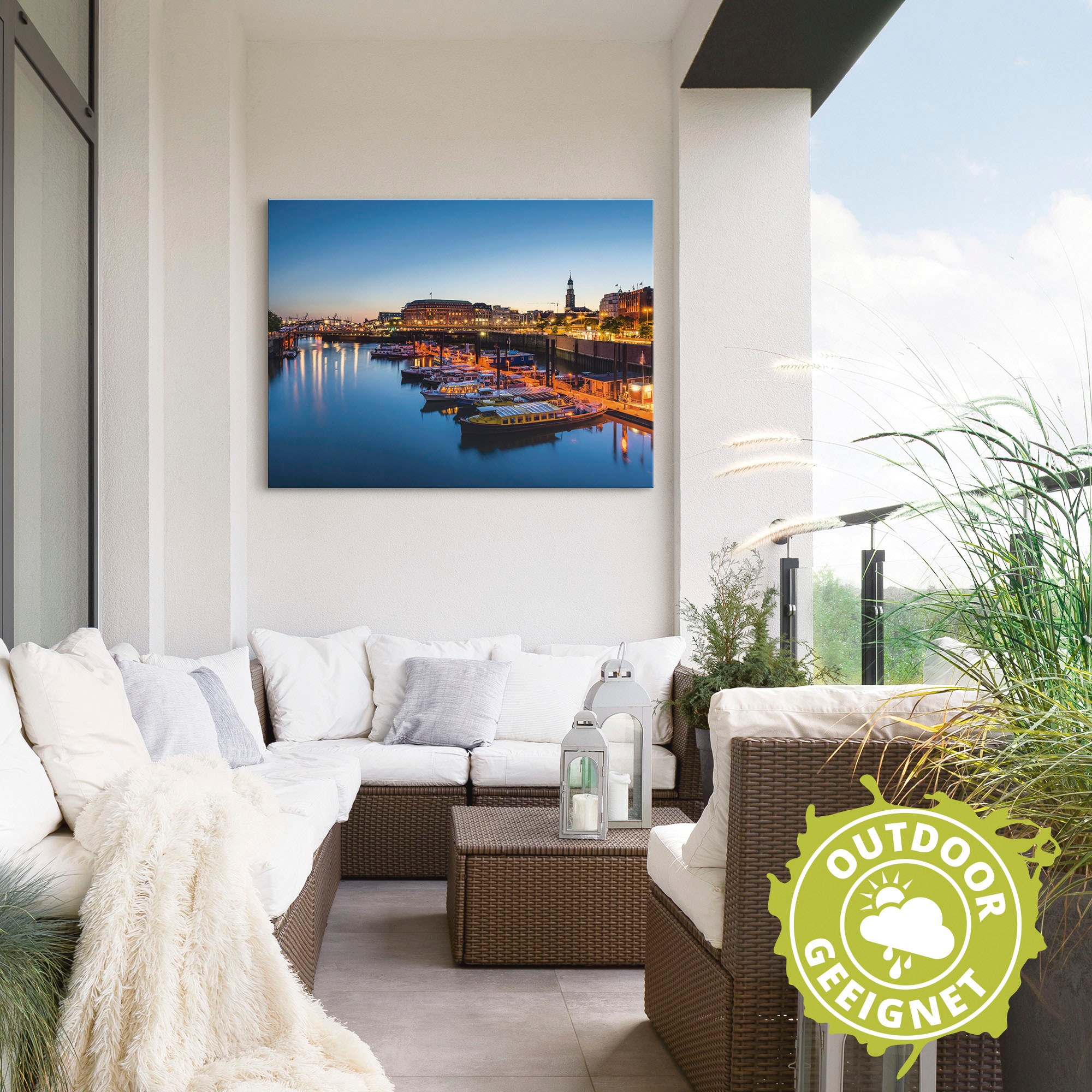 Artland Wandbild »Hamburg Hafen Panorama mit Michel«, Deutschland, (1 St.), als Alubild, Outdoorbild, Leinwandbild, Poster in verschied. Größen