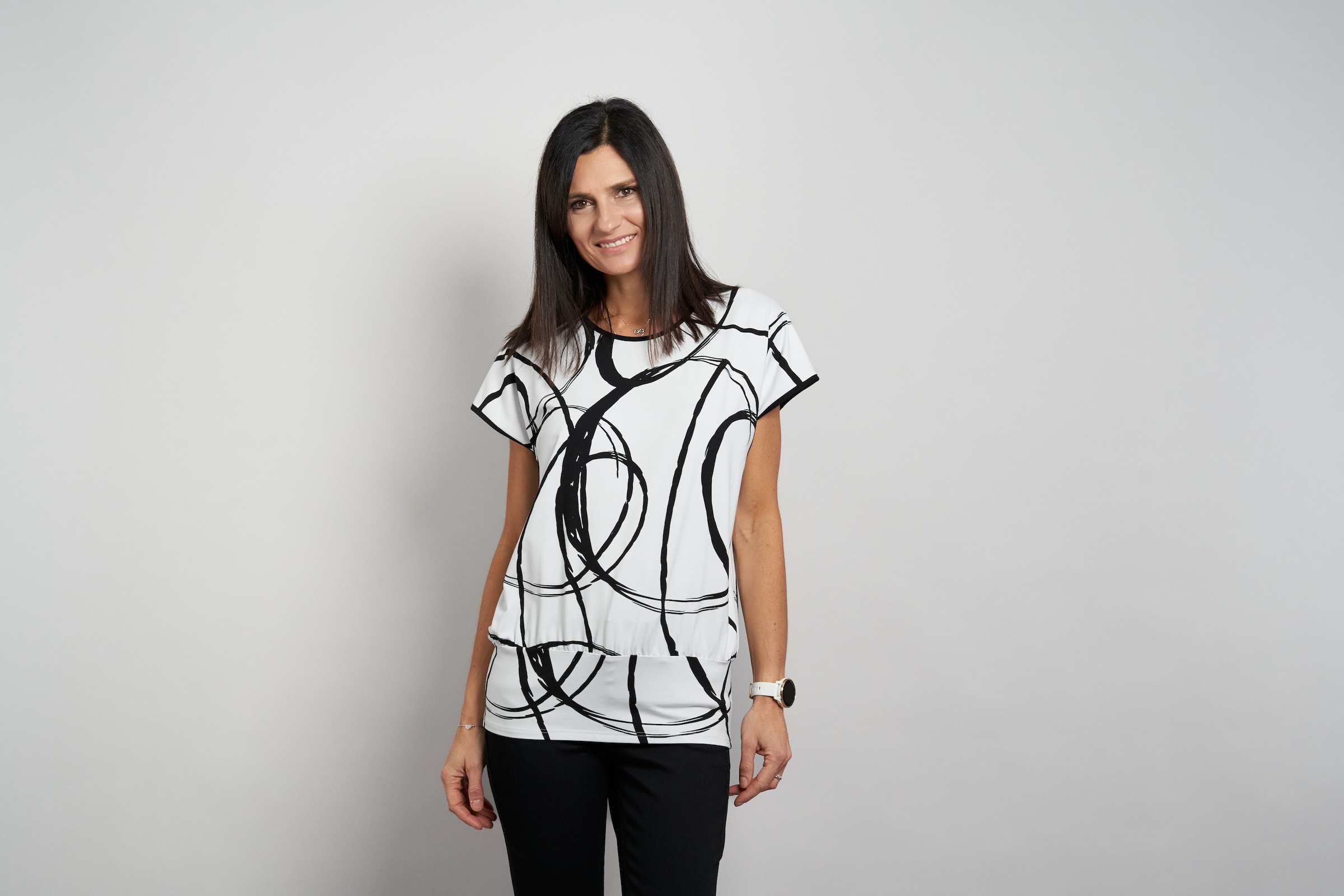 Seidel Moden Kurzarmshirt mit grafischem Muster - Rundhals  - MADE IN GERMANY