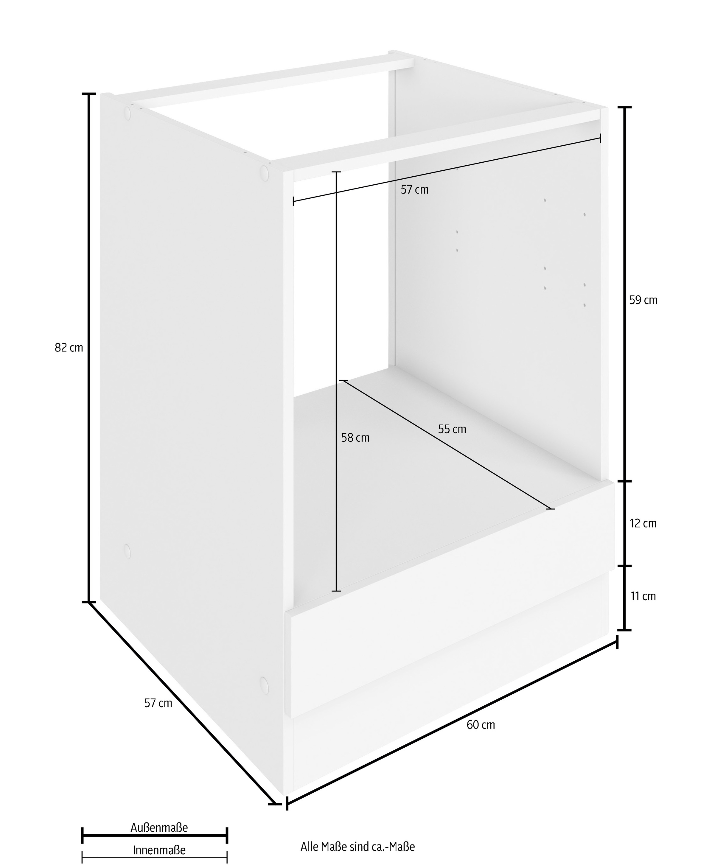 KOCHSTATION Herdumbauschrank »KS-Luhe« 60 cm breit