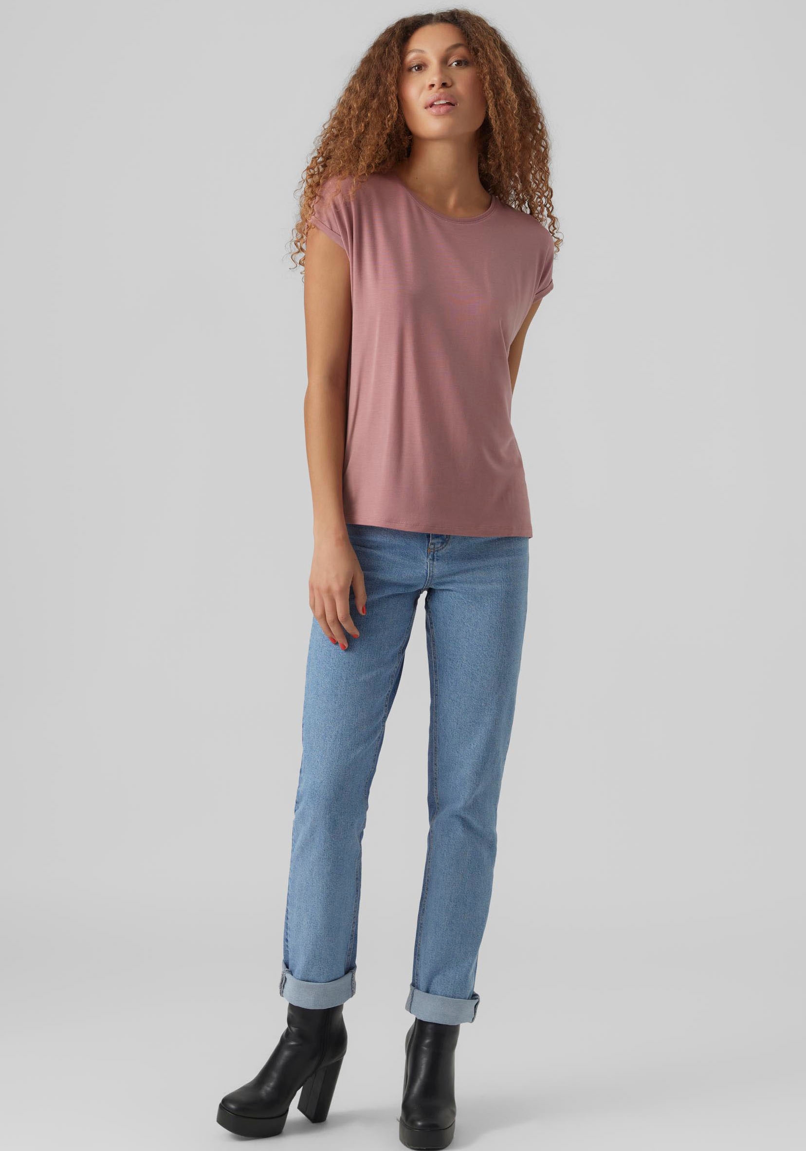 Vero Moda Rundhalsshirt »VMAVA PLAIN SS TOP GAJRS NOOS«
