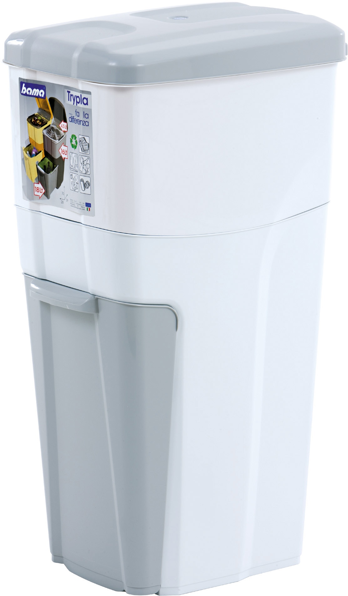 Bischof Bama Mülltrennsystem »Trypla« 3 Behälter Dreifach-Mülltrennung in grau, Größe B/H/T: 28 cm x 70 cm x 39 cm