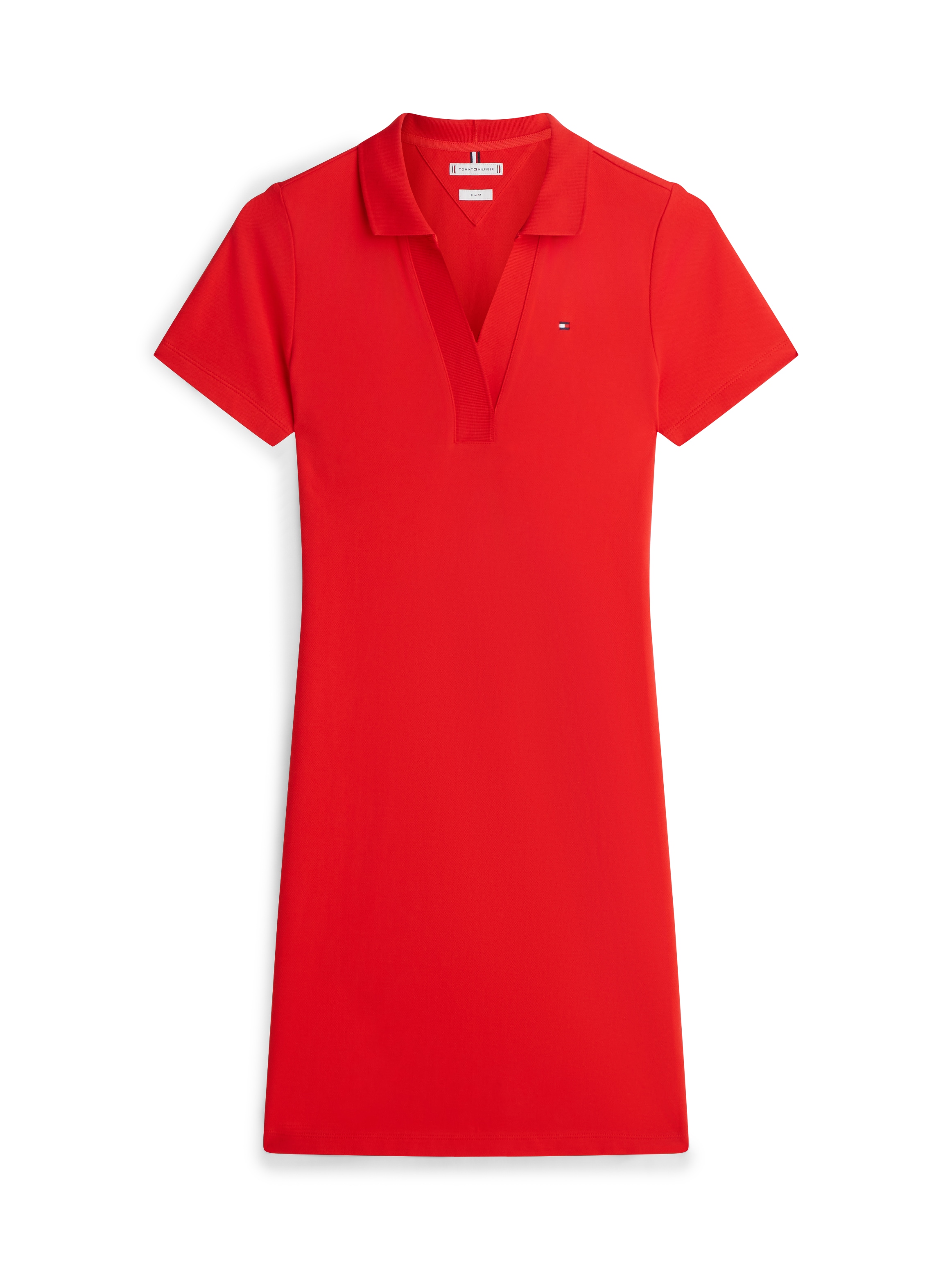 Tommy Hilfiger Polokleid »SLIM OPEN NK POLO DRESS SS« mit gestickter Tommy Hilfiger Flagge