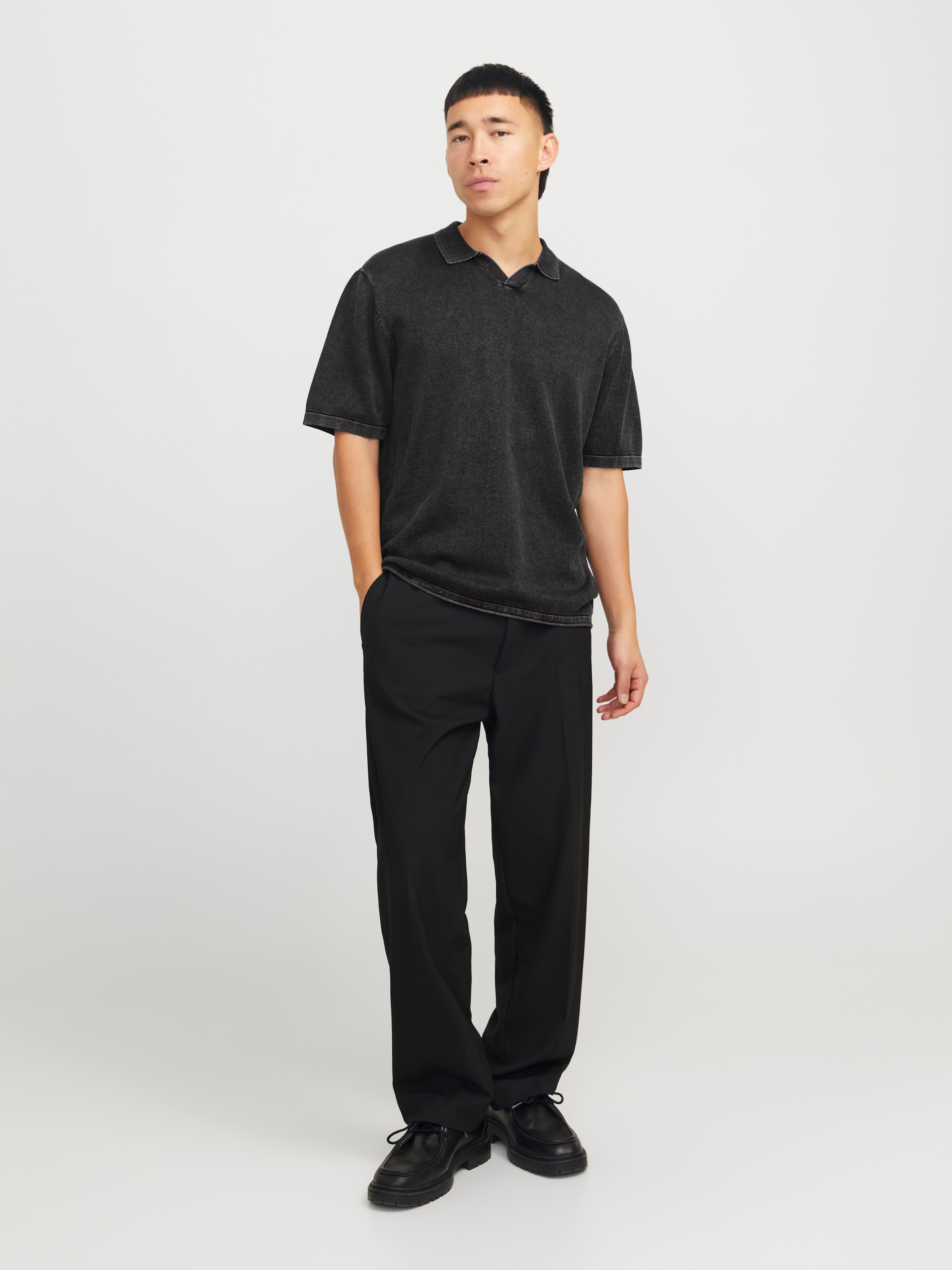 Jack & Jones Kurzarmpullover »JJELEO KNIT POLO SS LN«, mit Polo Kragen