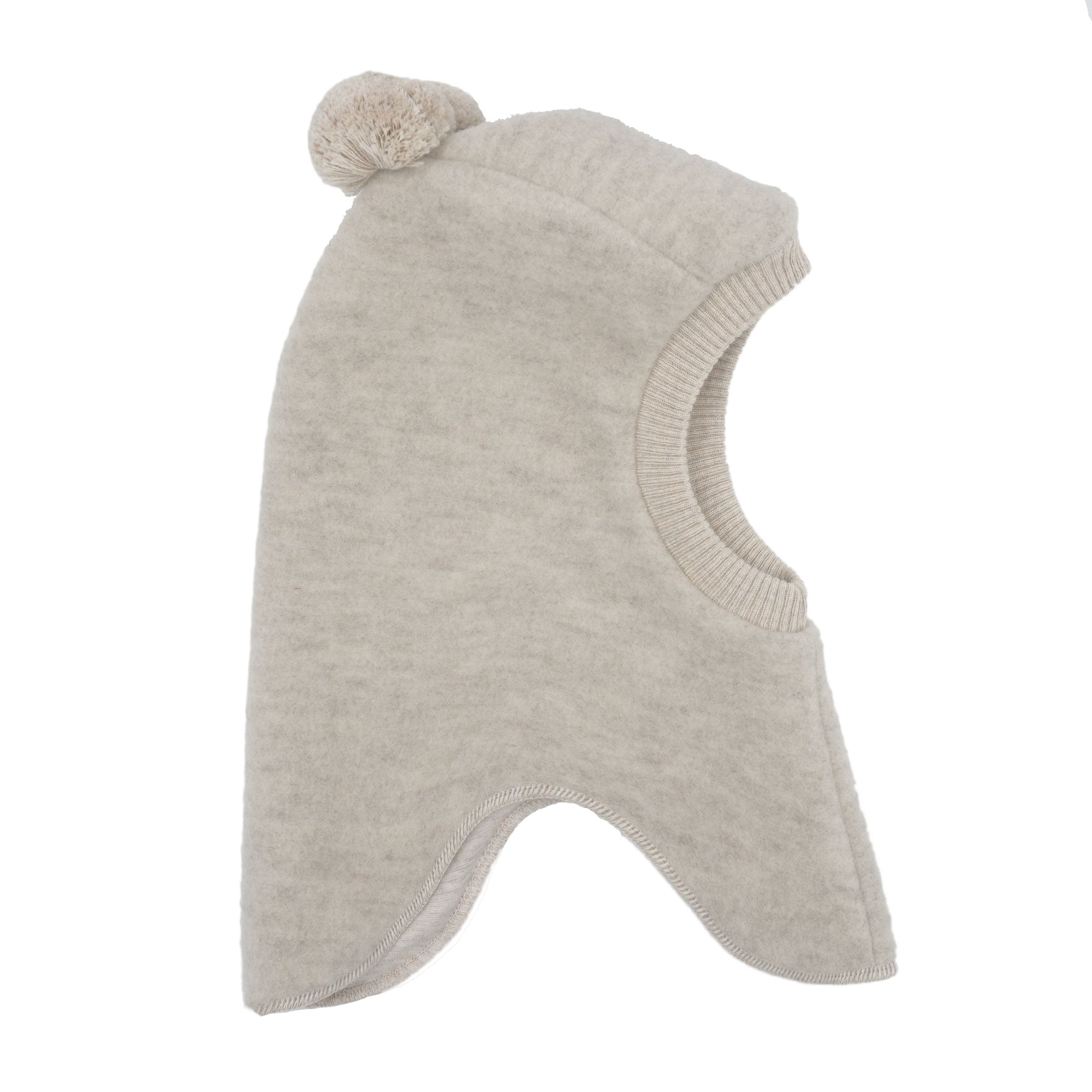 MAXIMO Schlupfmütze Wolle, gefüttert, mit zwei Bommeln, Rippstrickbünchen