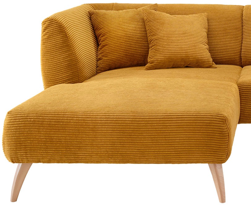 INOSIGN Ecksofa »Colori L-Form«, Holzfußfarbe wählbar, inkl. 4x Zierkissen