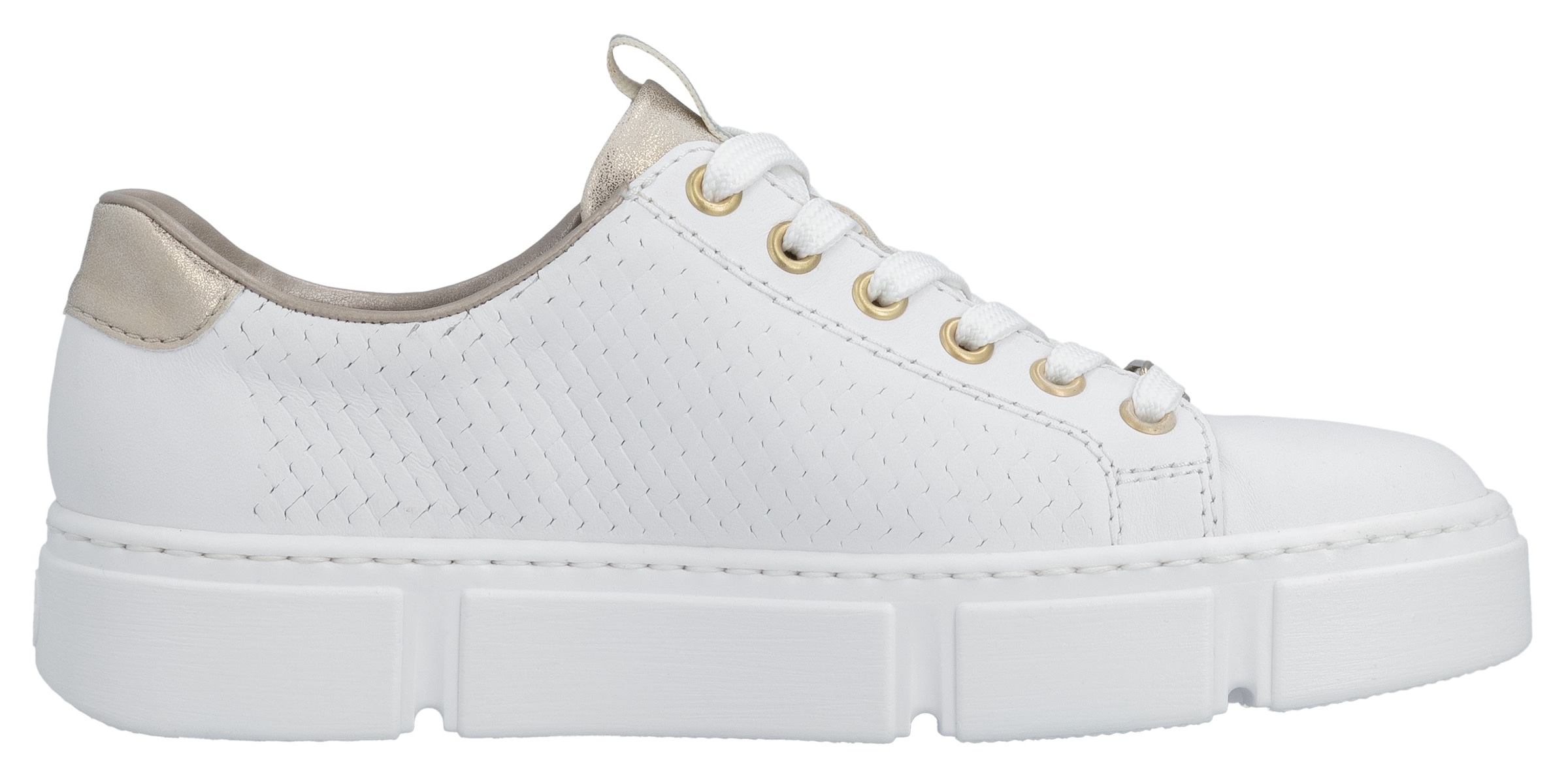 Rieker Plateausneaker  mit goldfarbenen Details, Freizeitschuh, Halbschuh, Schnürschuh