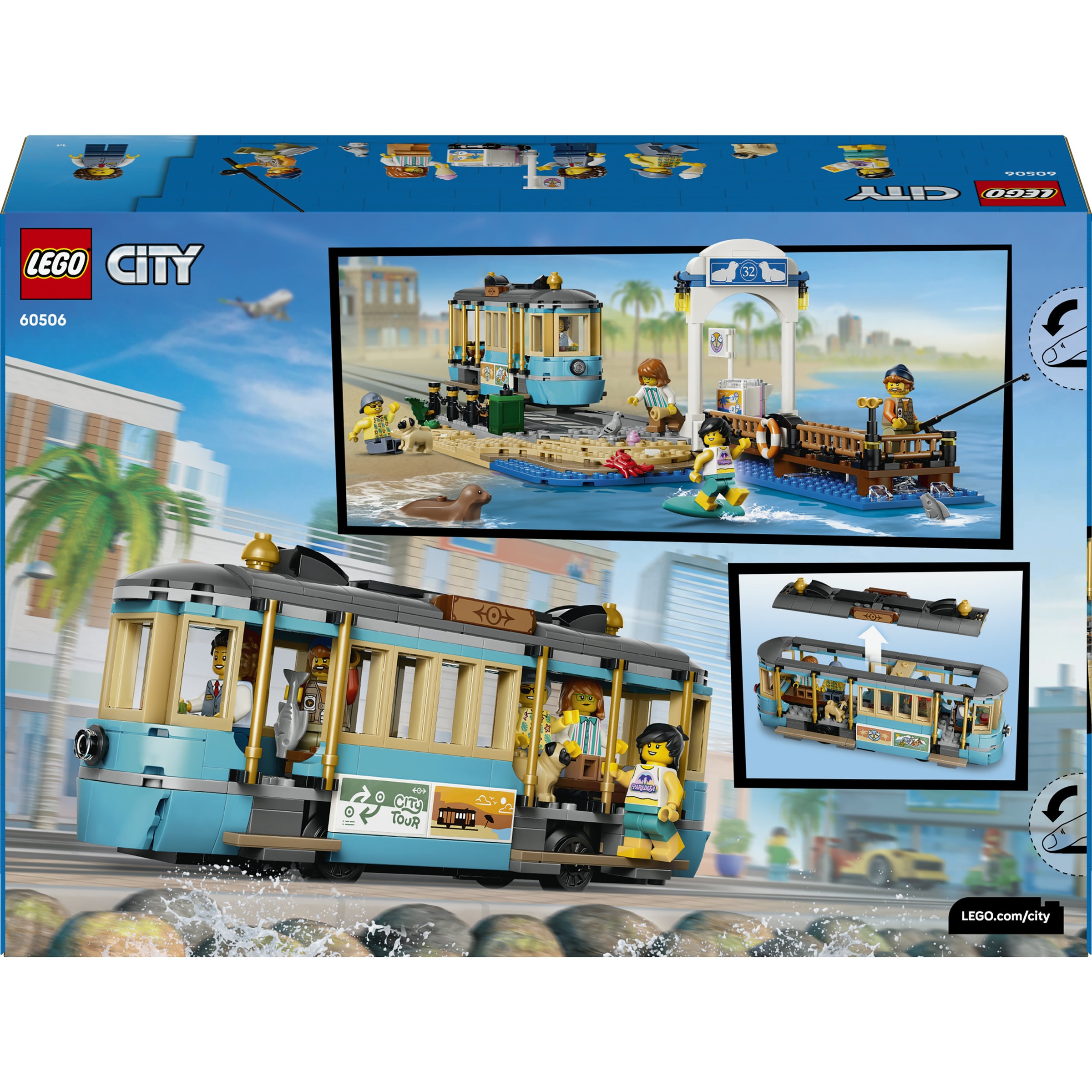 LEGO® Konstruktionsspielsteine »Klassische Strandstraßenbahn (60506), LEGO City« Made in Europe